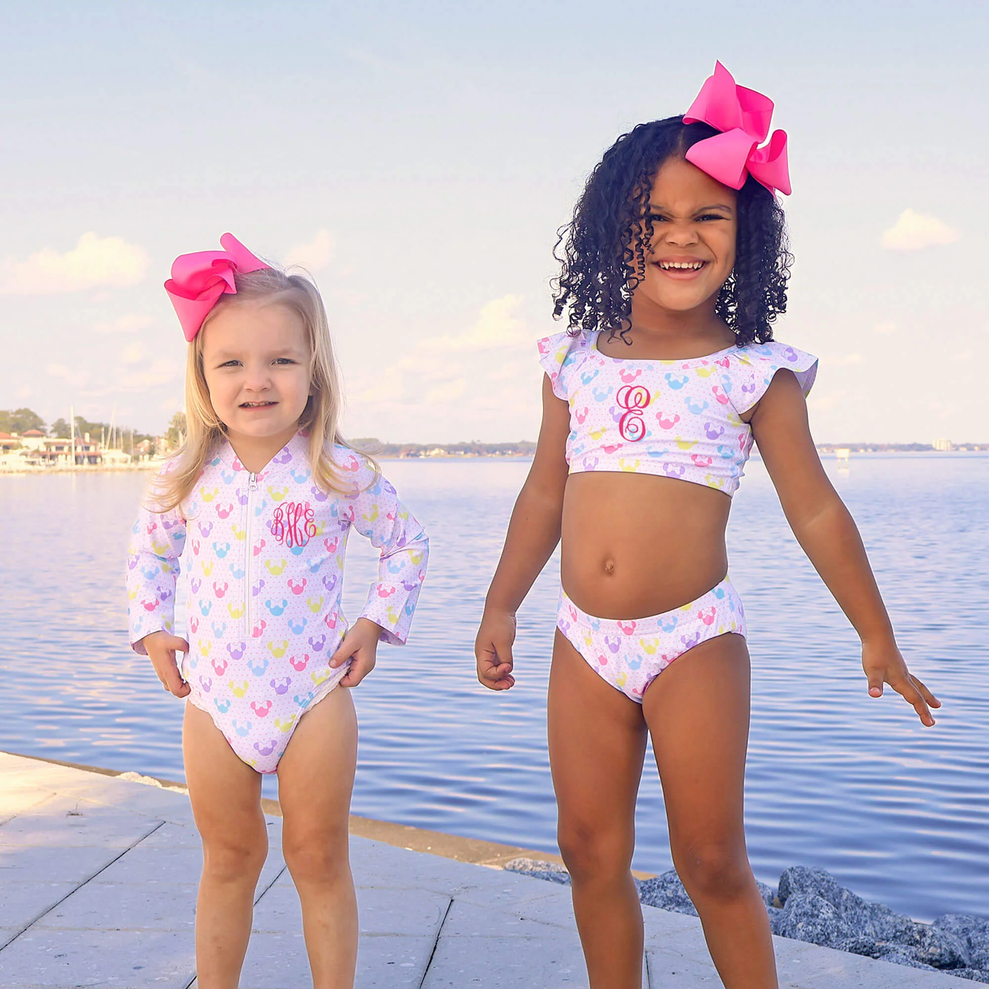 Pastel Mouse Ears Print Rash Guard Swimsuit - Image 3