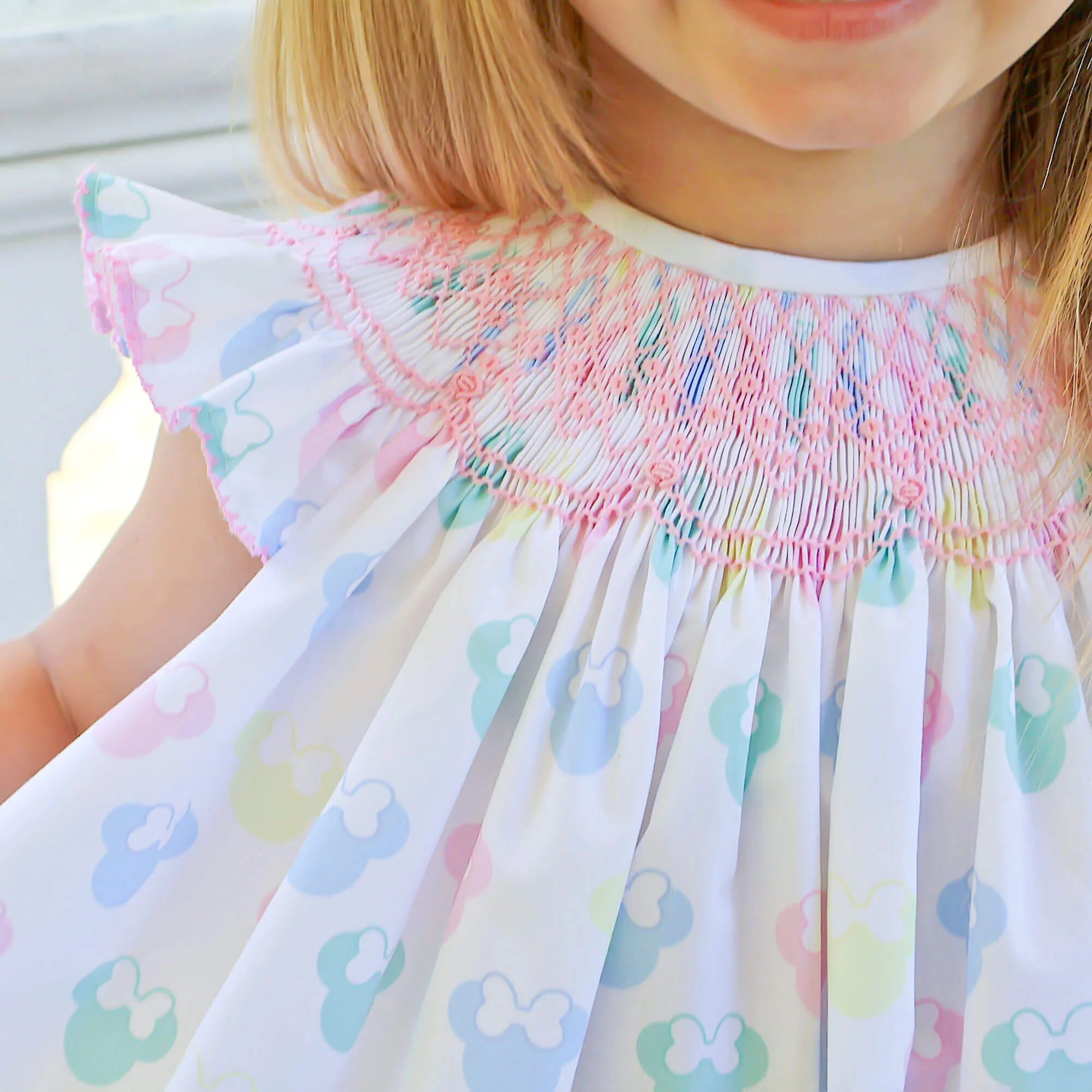 Pastel Mouse Ears Smocked Bloomer Set - Image 2