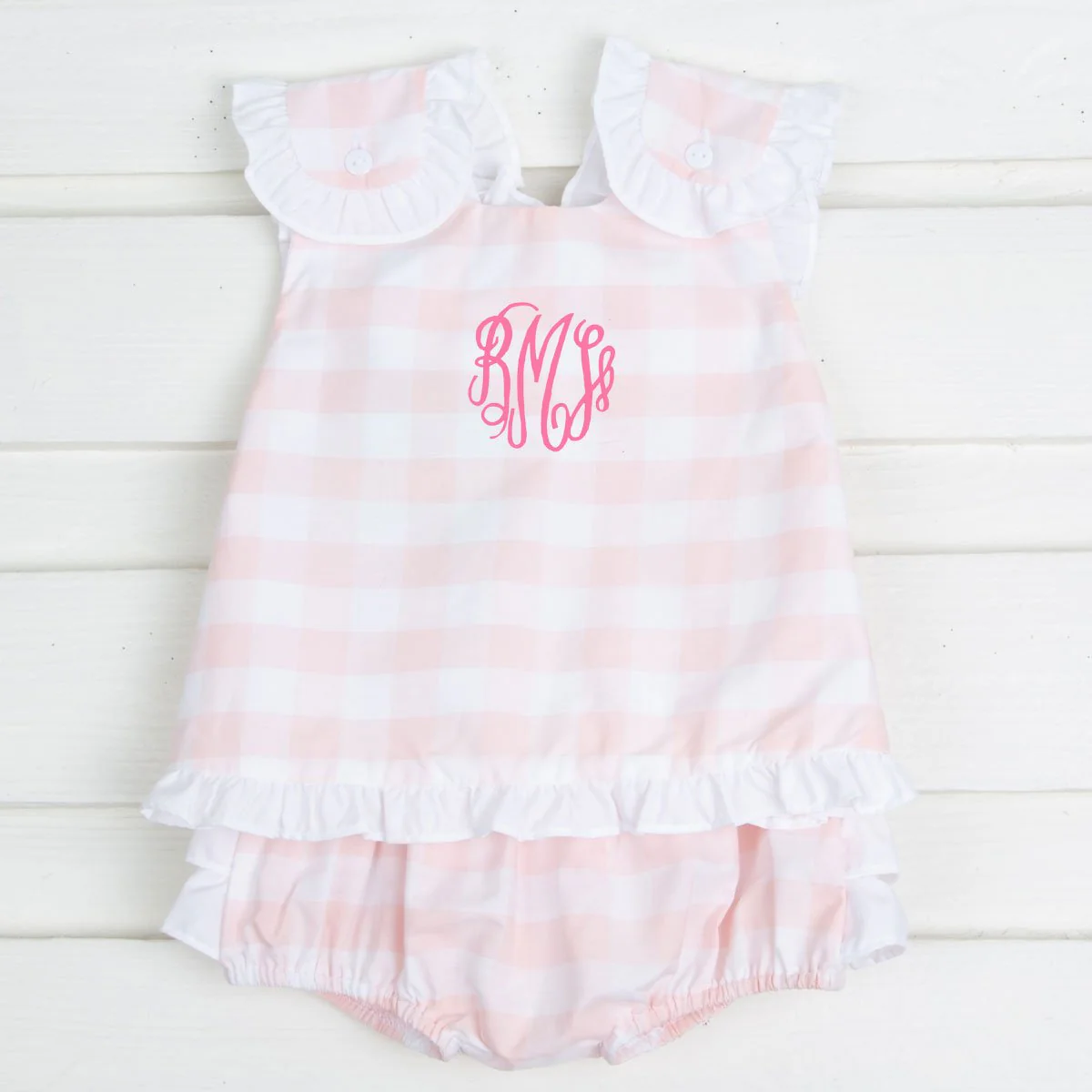 Peach Buffalo Check Pop Over Set