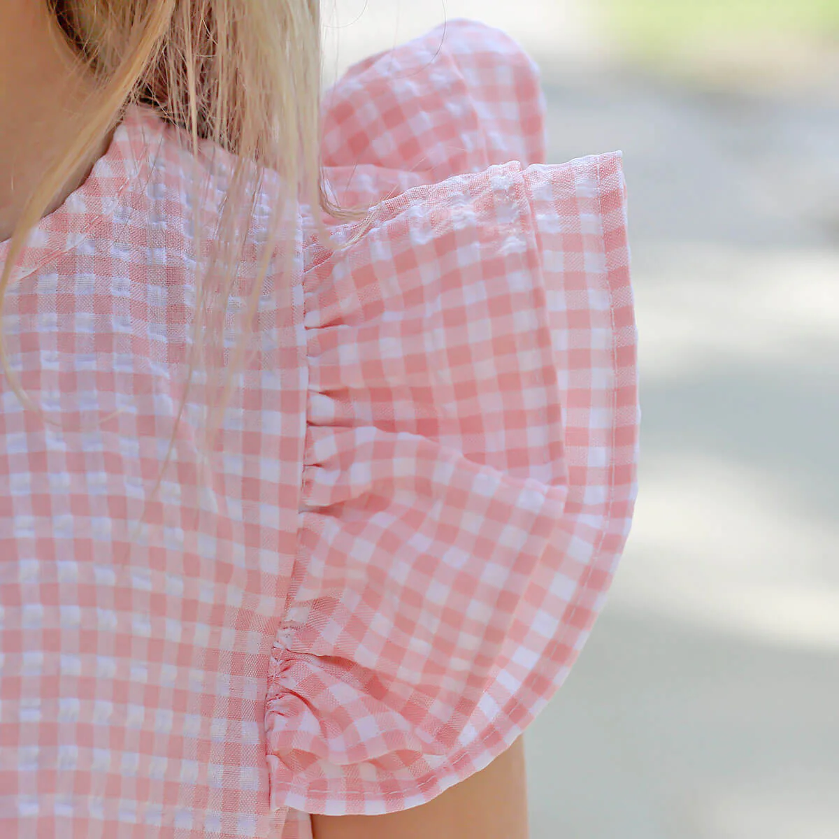Peach Gingham Waterfall Short Set - Image 2