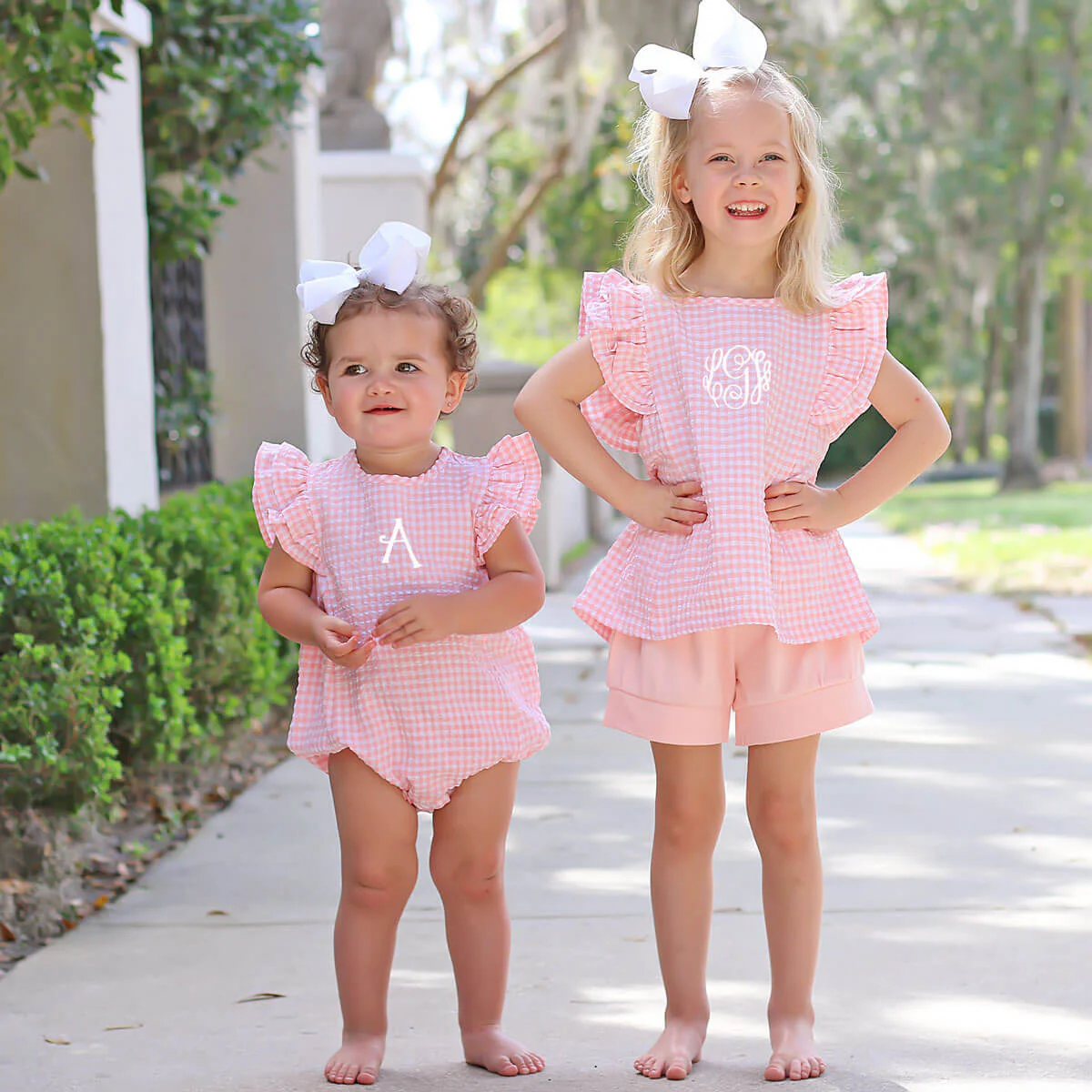 Peach Gingham Waterfall Short Set - Image 6