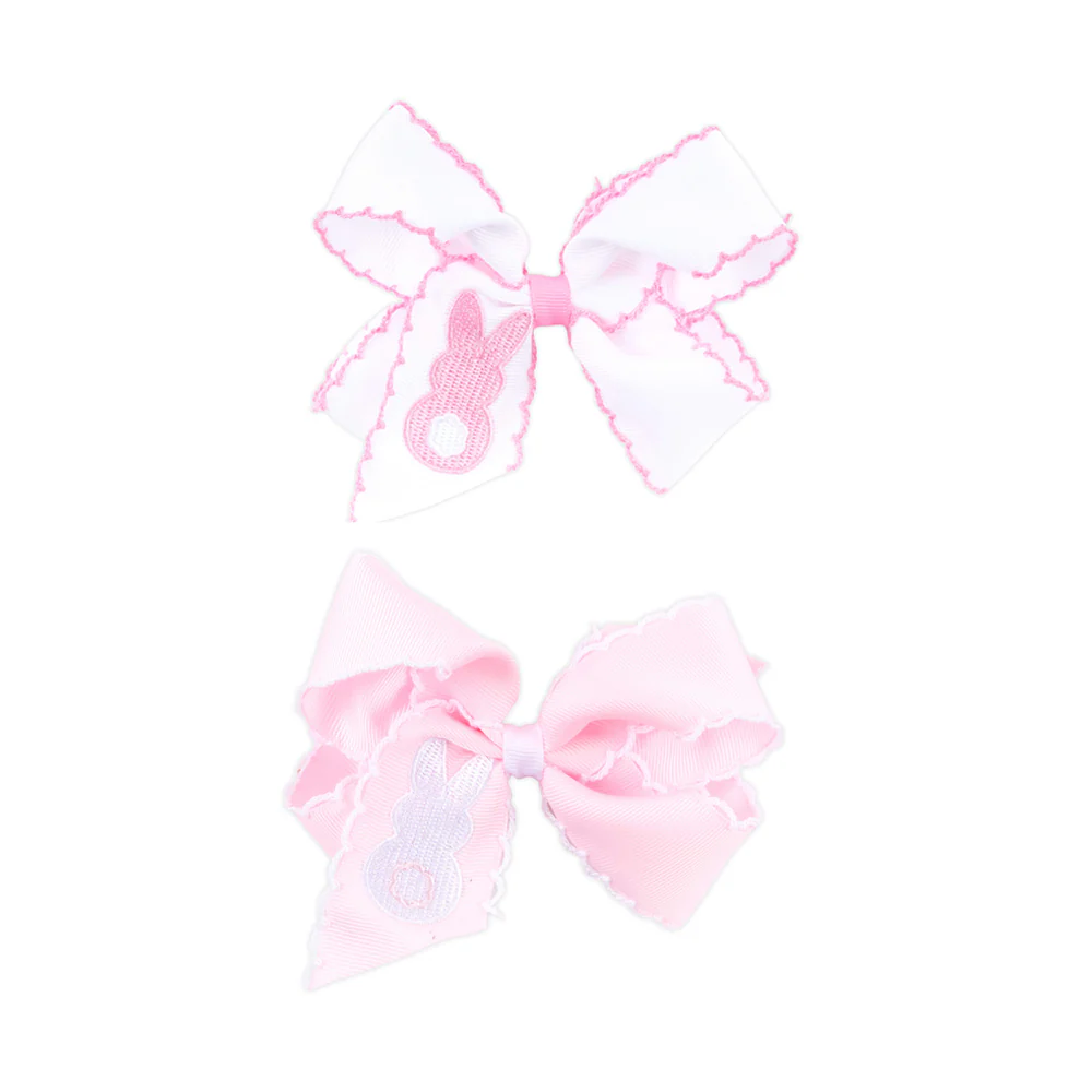 Peep Bunny Embroidered Moonstitch Hair Bow