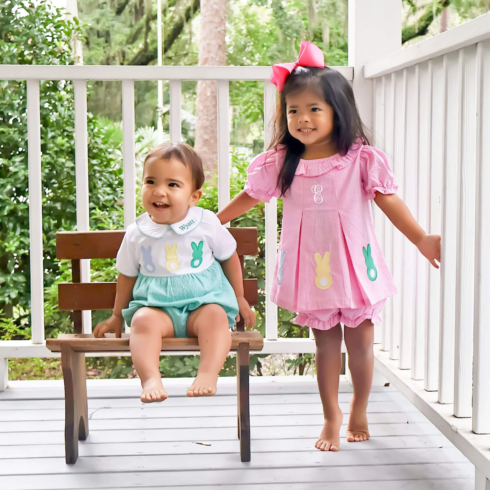 Peeps Green Gingham Collared Bubble - Image 5