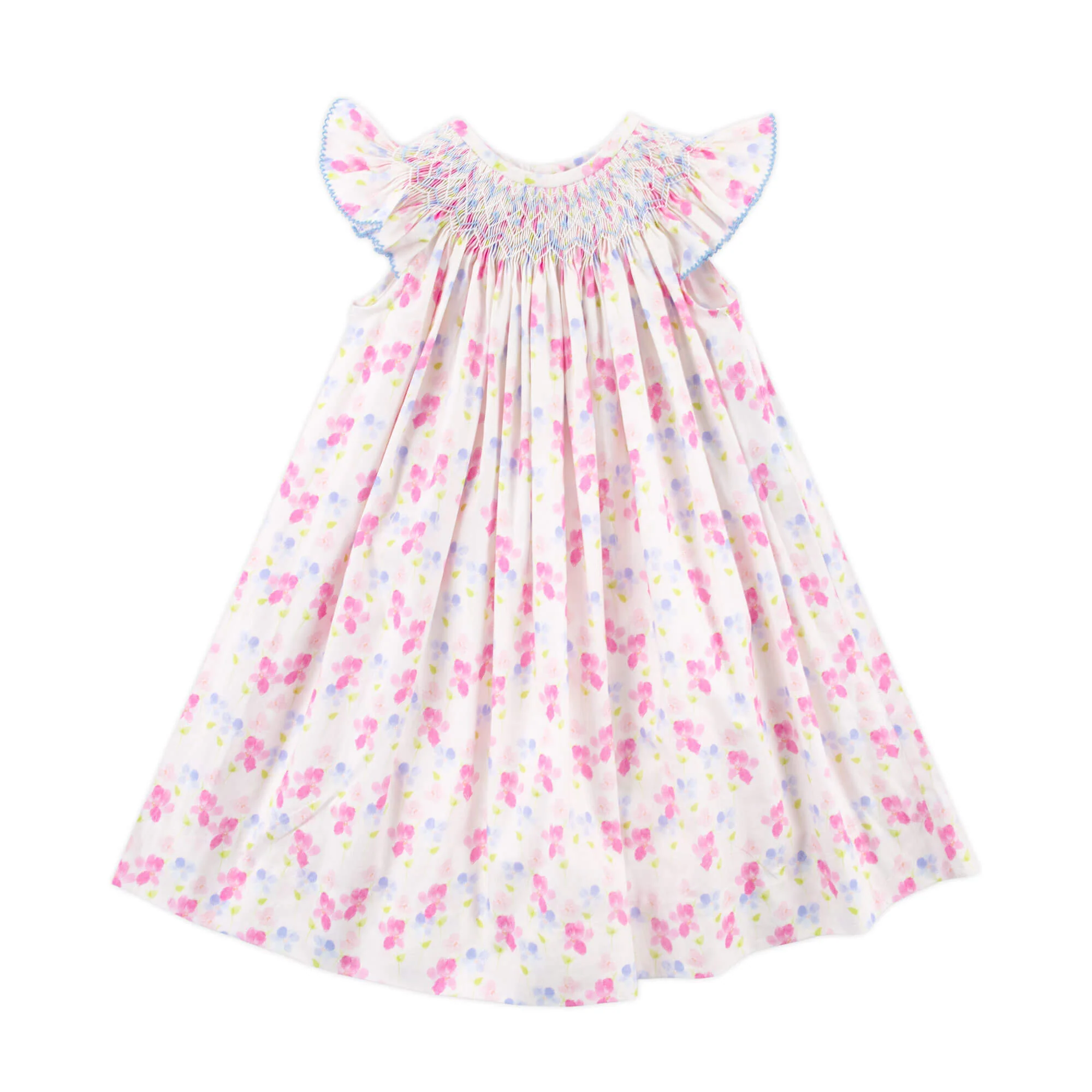 Petal Paradise Geo Smocked Angel Sleeve Dress