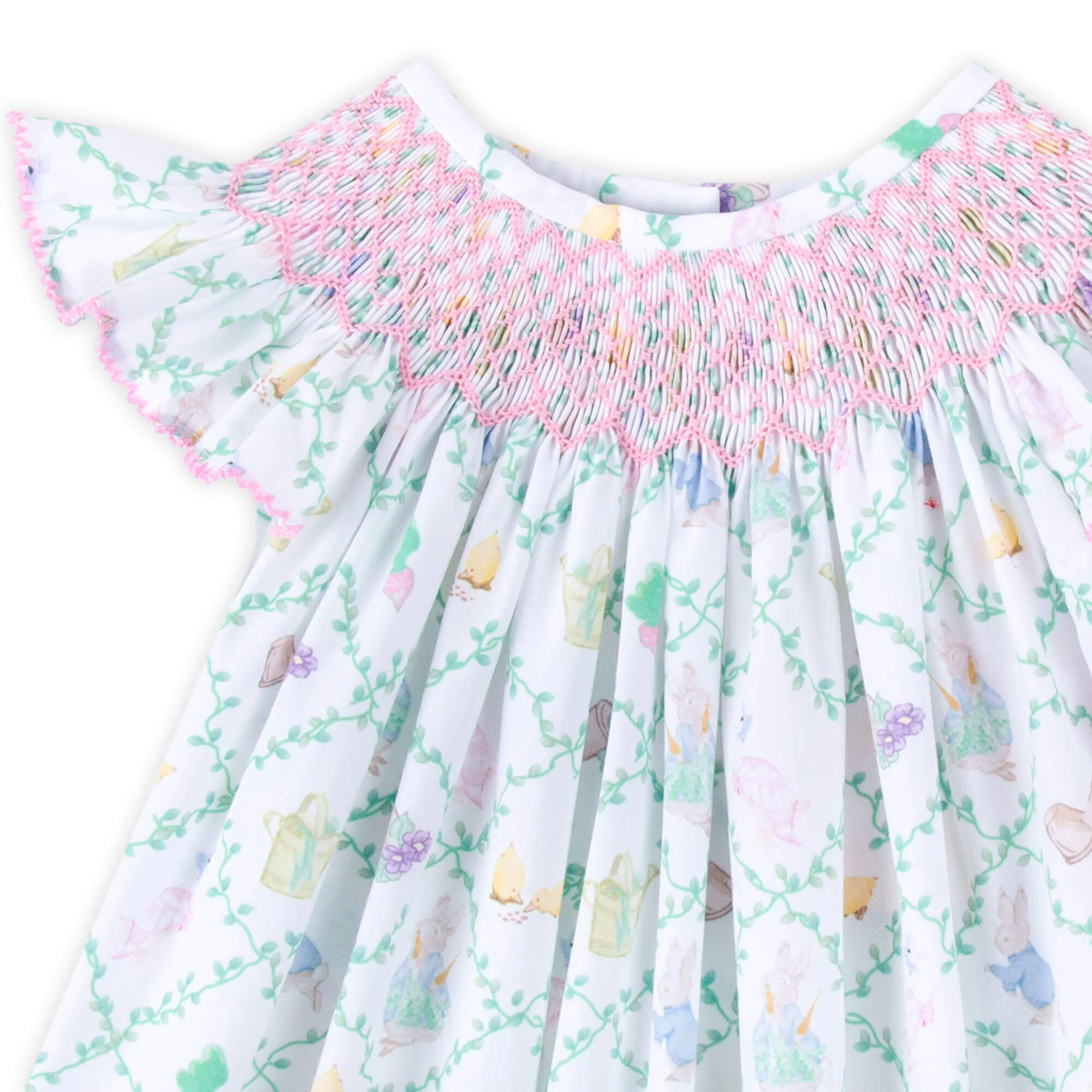 Storybook Rabbit Geo Smocked Angel Sleeve Dress - Image 4