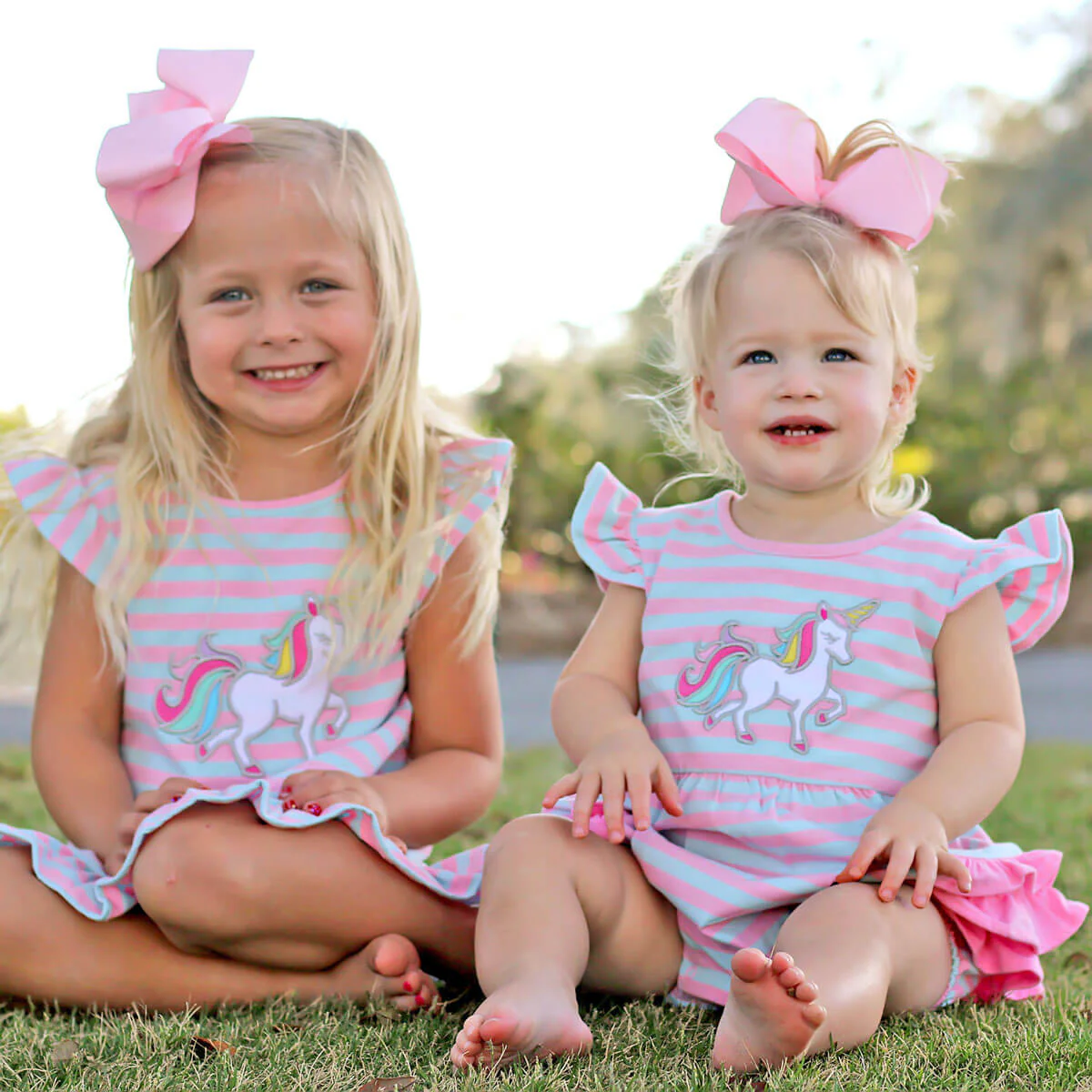 Pink and Blue Stripe Unicorn Ruffle Bubble - Image 5