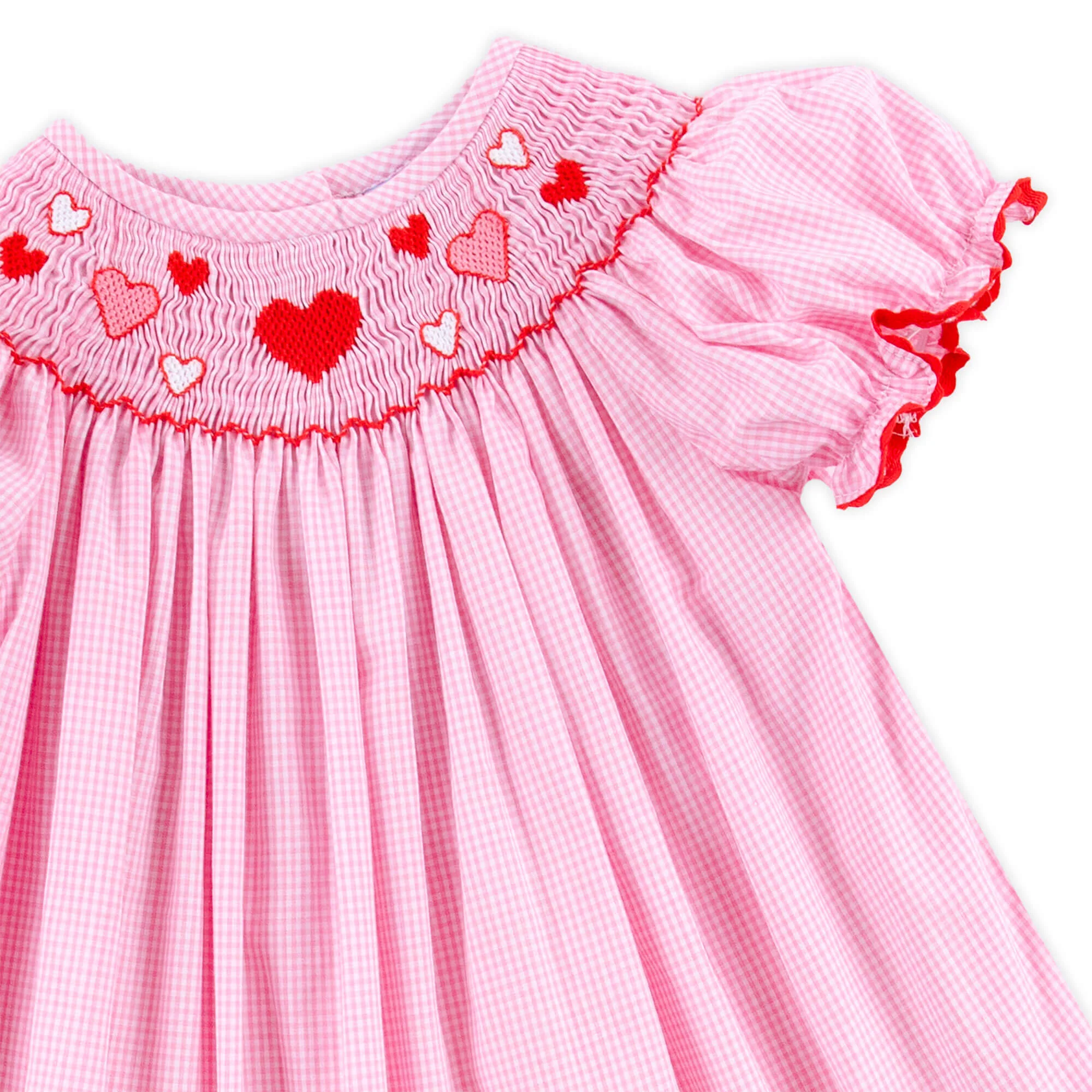 Pink and Red Hearts Smocked Bishop Dress - Image 2