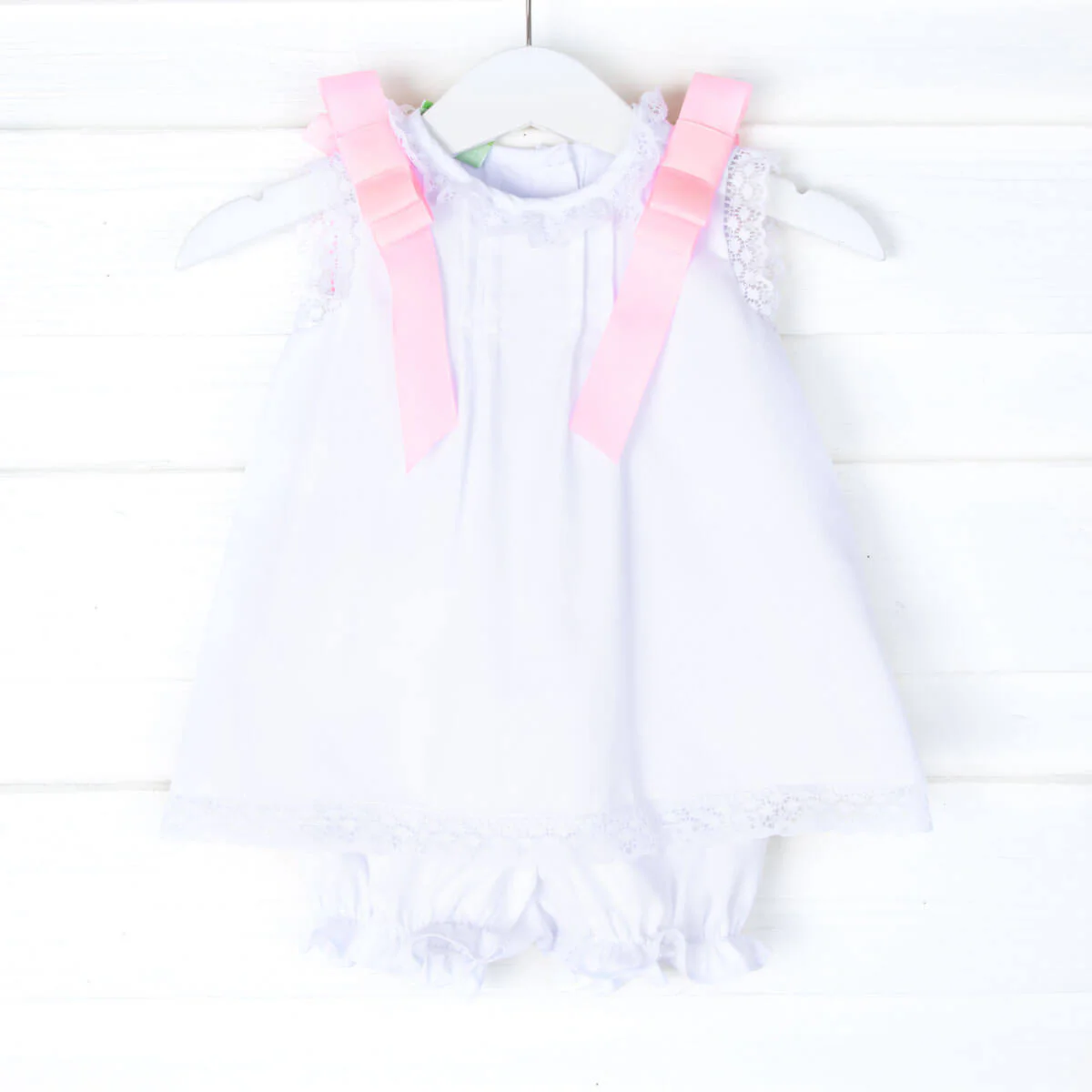 Pink Bow White Bloomer Set
