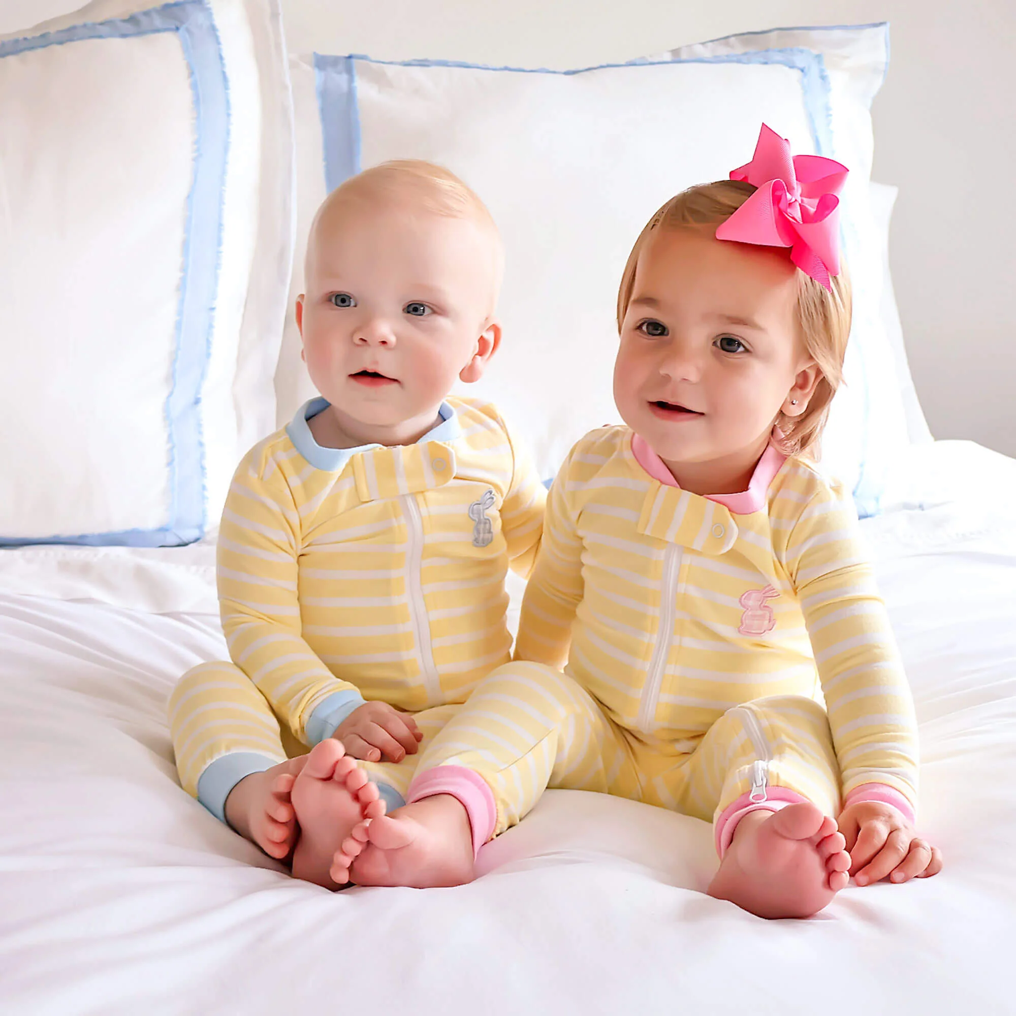 Yellow Stripe Bunny Zip Sleeper Pink - Image 4