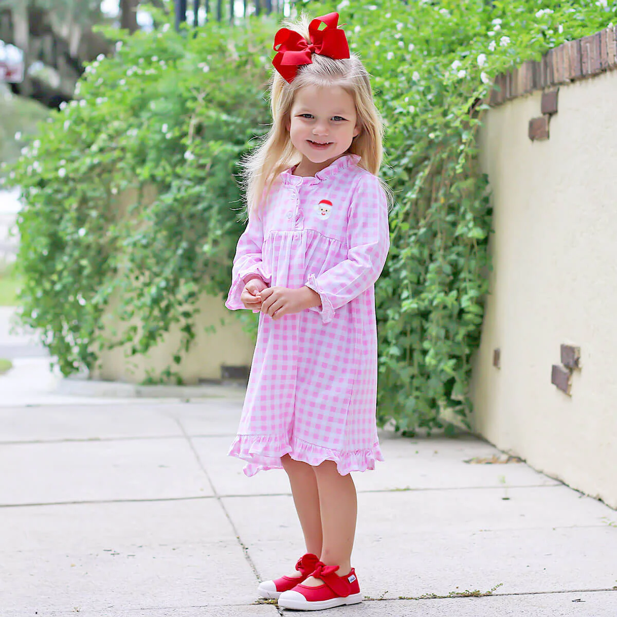 Pink Gingham Santa Play Dress