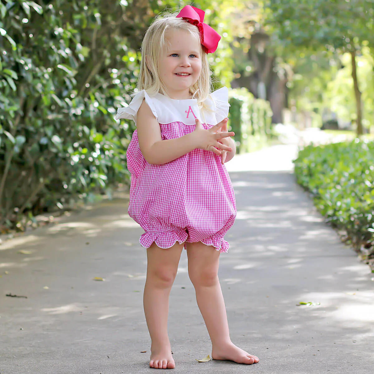 Pink Gingham Scalloped Amelia Bubble