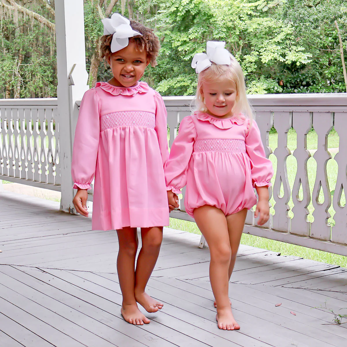 Pink Pique Pearl Smocked Amber Dress - Image 4