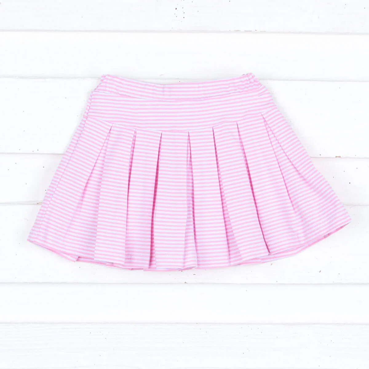 Pink Stripe Knit Pleated Skirt
