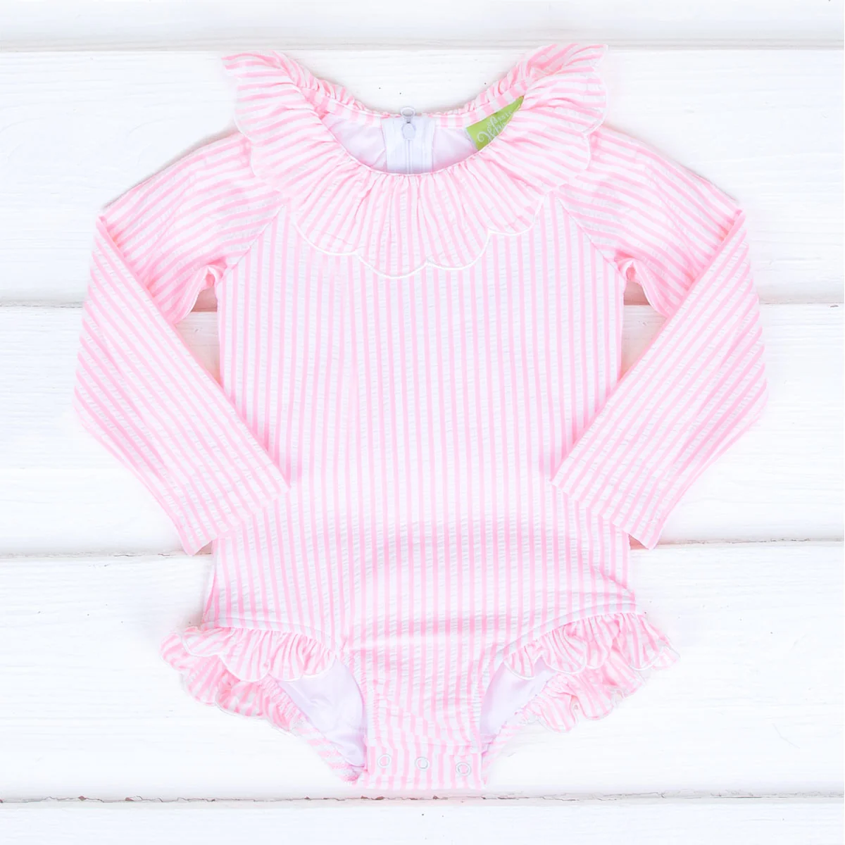 Pink Stripe Long Sleeve Swimsuit - Image 5
