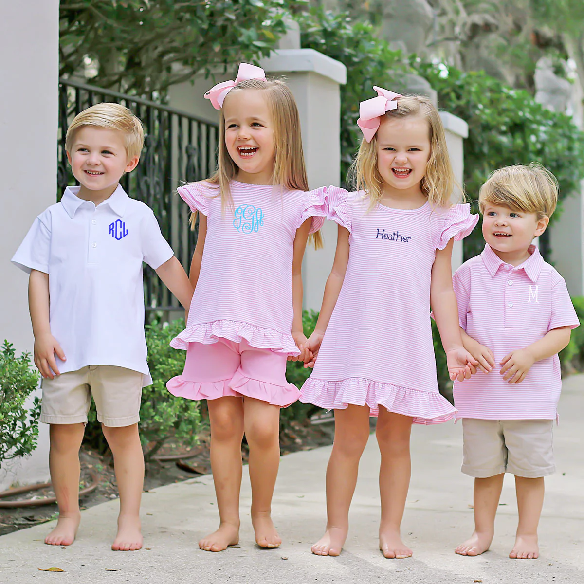 Milly Stripe Ruffle Dress Pink - Image 7