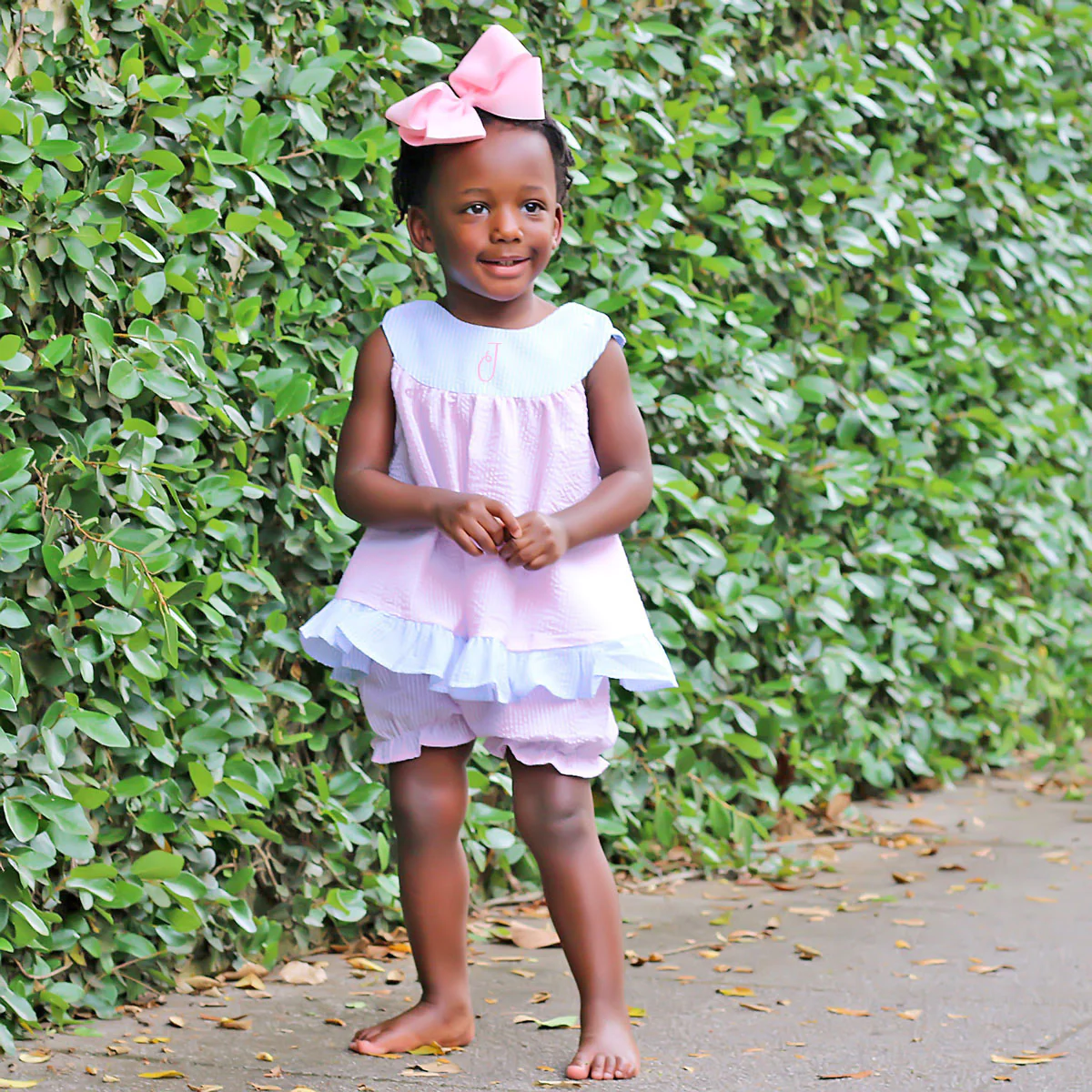 Pink Stripe Seersucker Blythe Bloomer Set