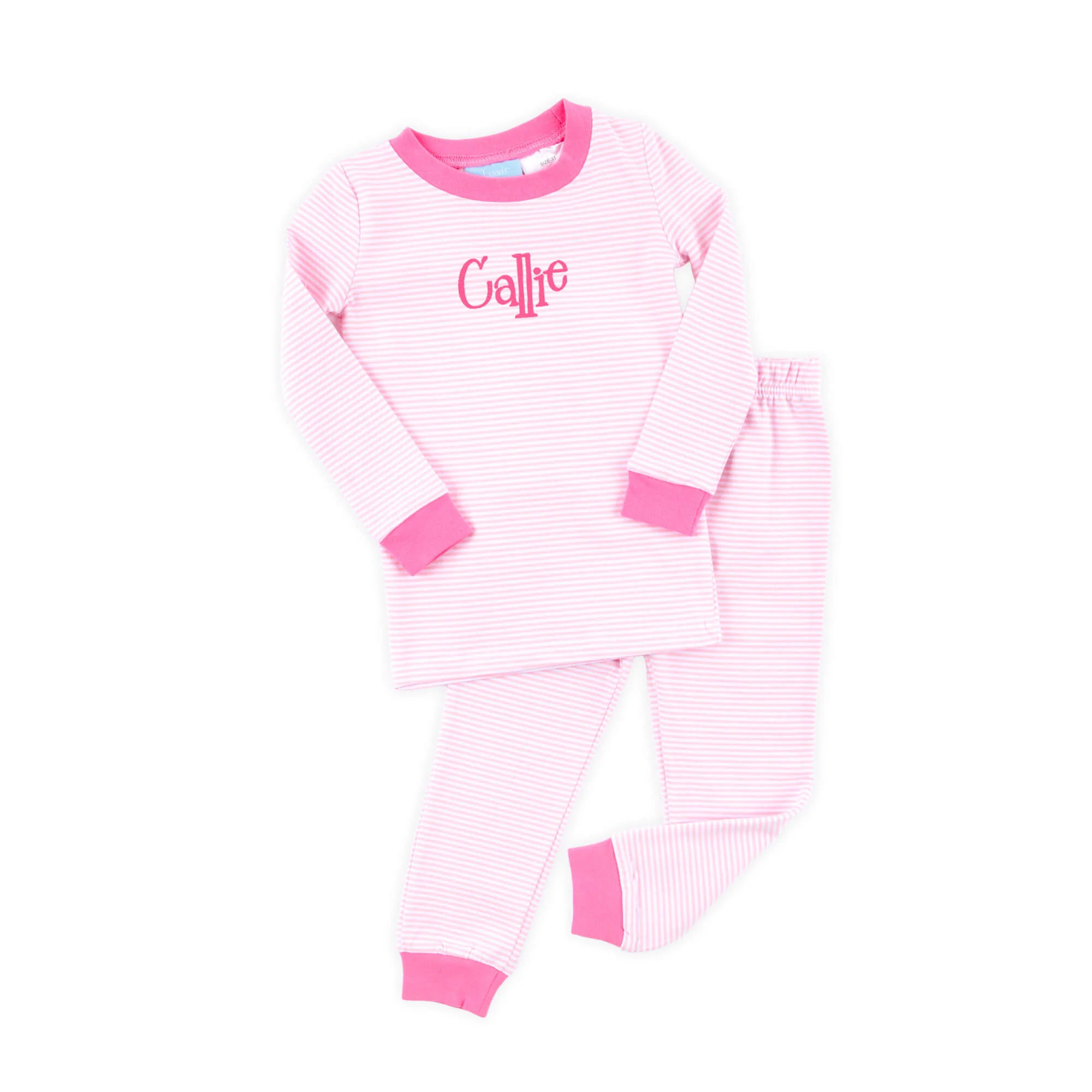 Pink Stripe Pajamas with Hot Pink - Image 2