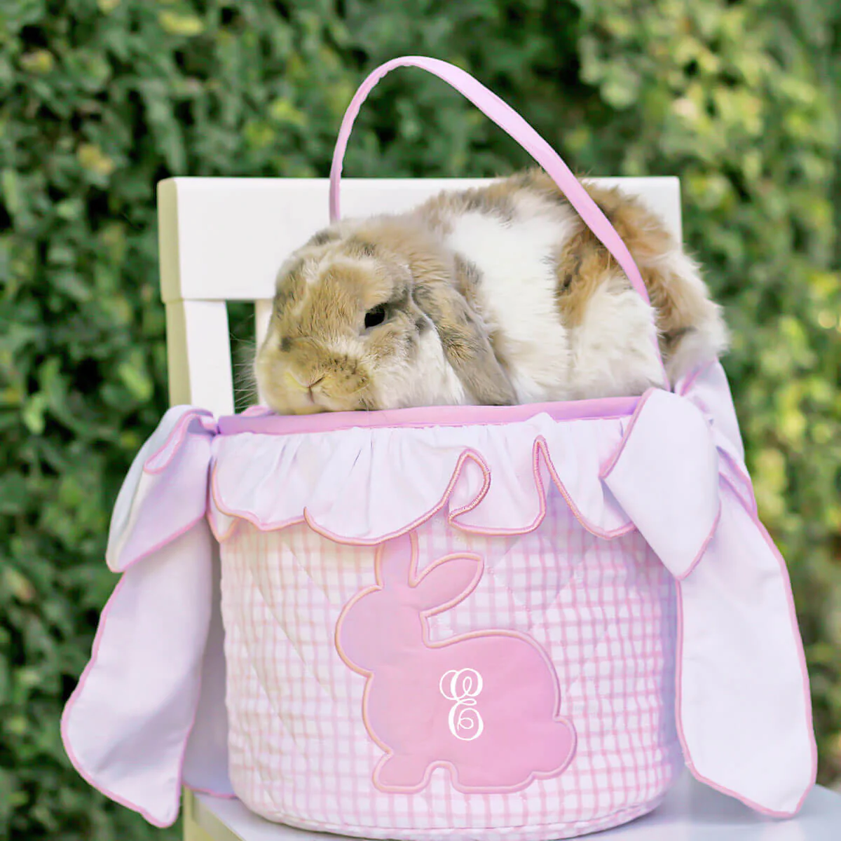 Pink Windowpane Bow Easter Basket