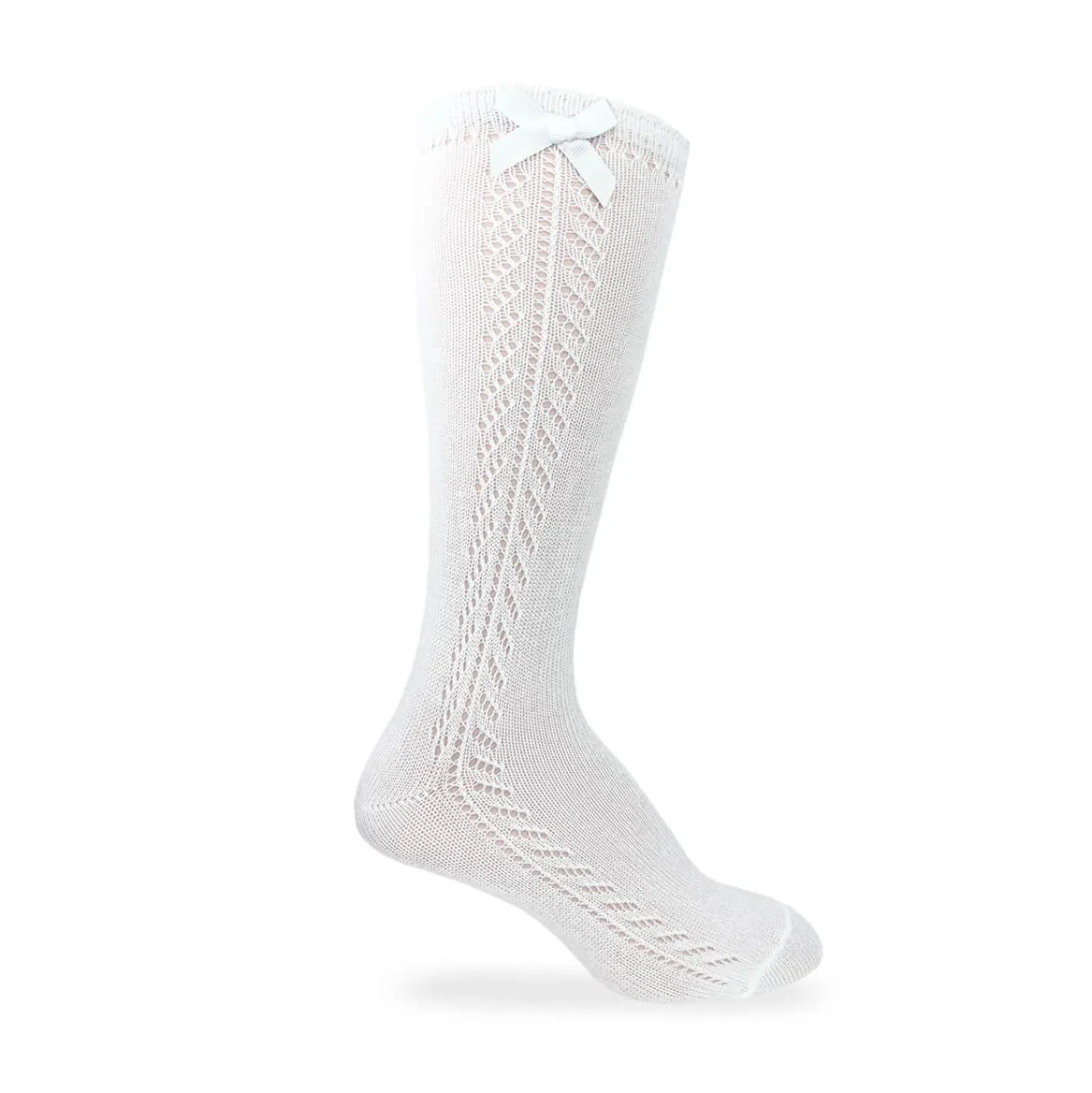 Pointelle Bow Knee High Socks - Image 2