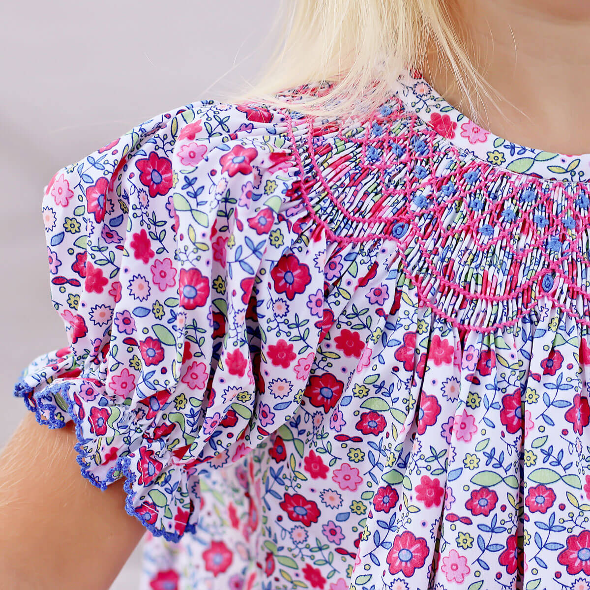 Fall Floral Smocked Bishop Bubble - Image 2