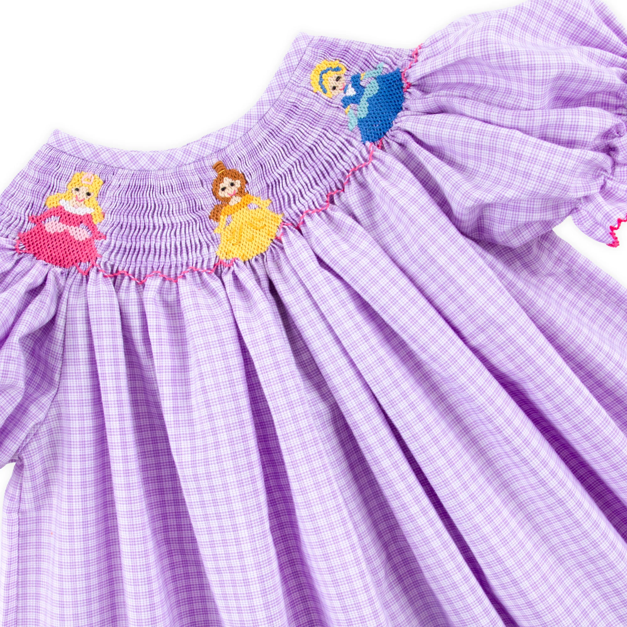 Pretty Princess Smocked Lavender Plaid Bishop Bubble - Image 2