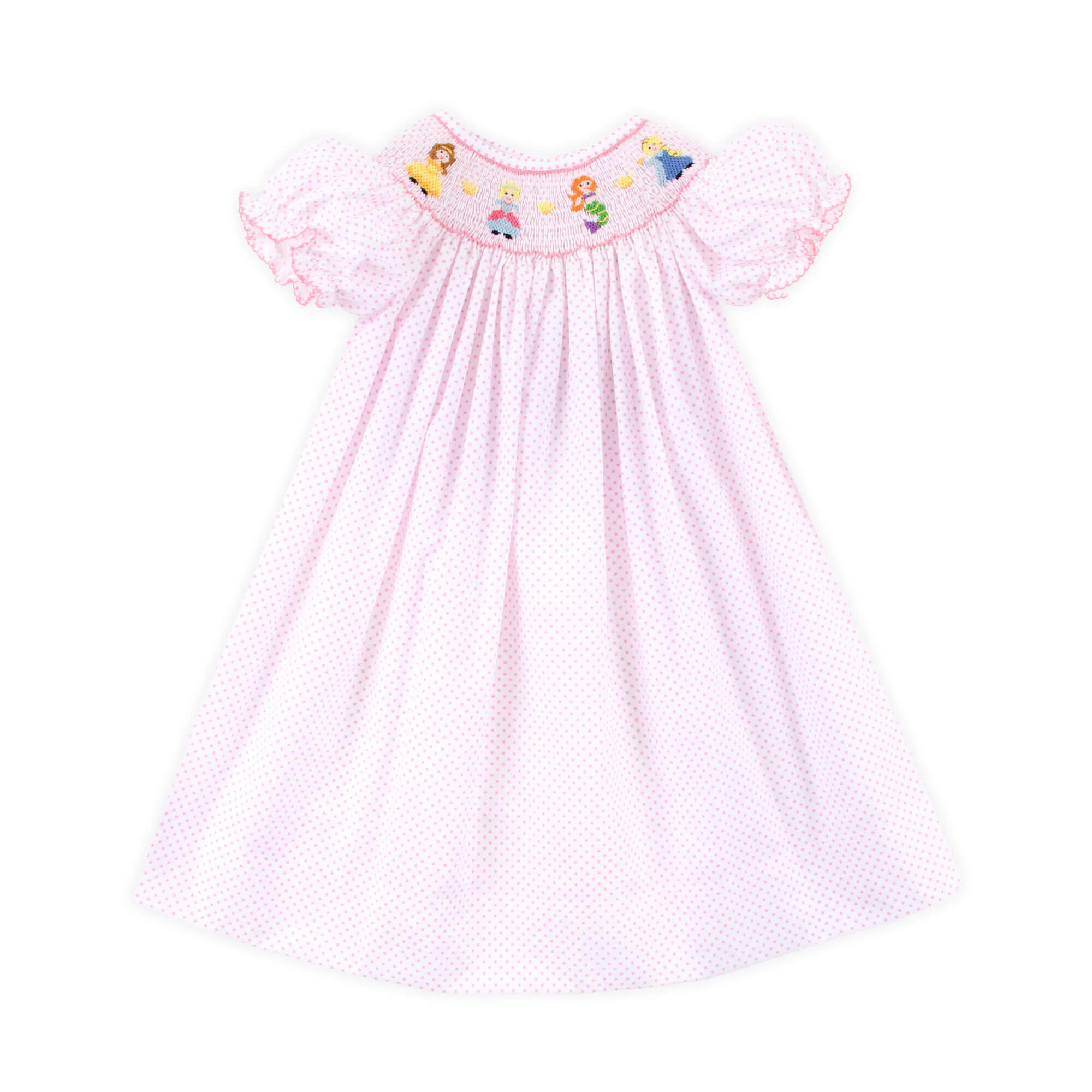 Princess Friends Smocked Bishop Dress Pink Dot