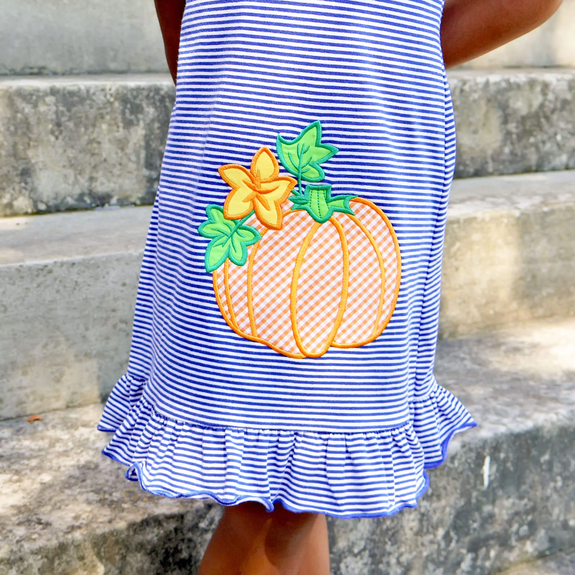 Pumpkin Royal Blue Stripe Jade Dress - Image 3