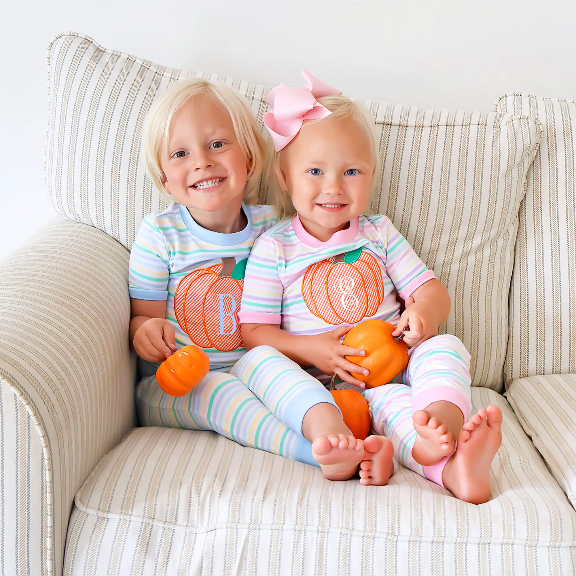 Pumpkin Pastel Blue Stripe Pajamas - Image 4
