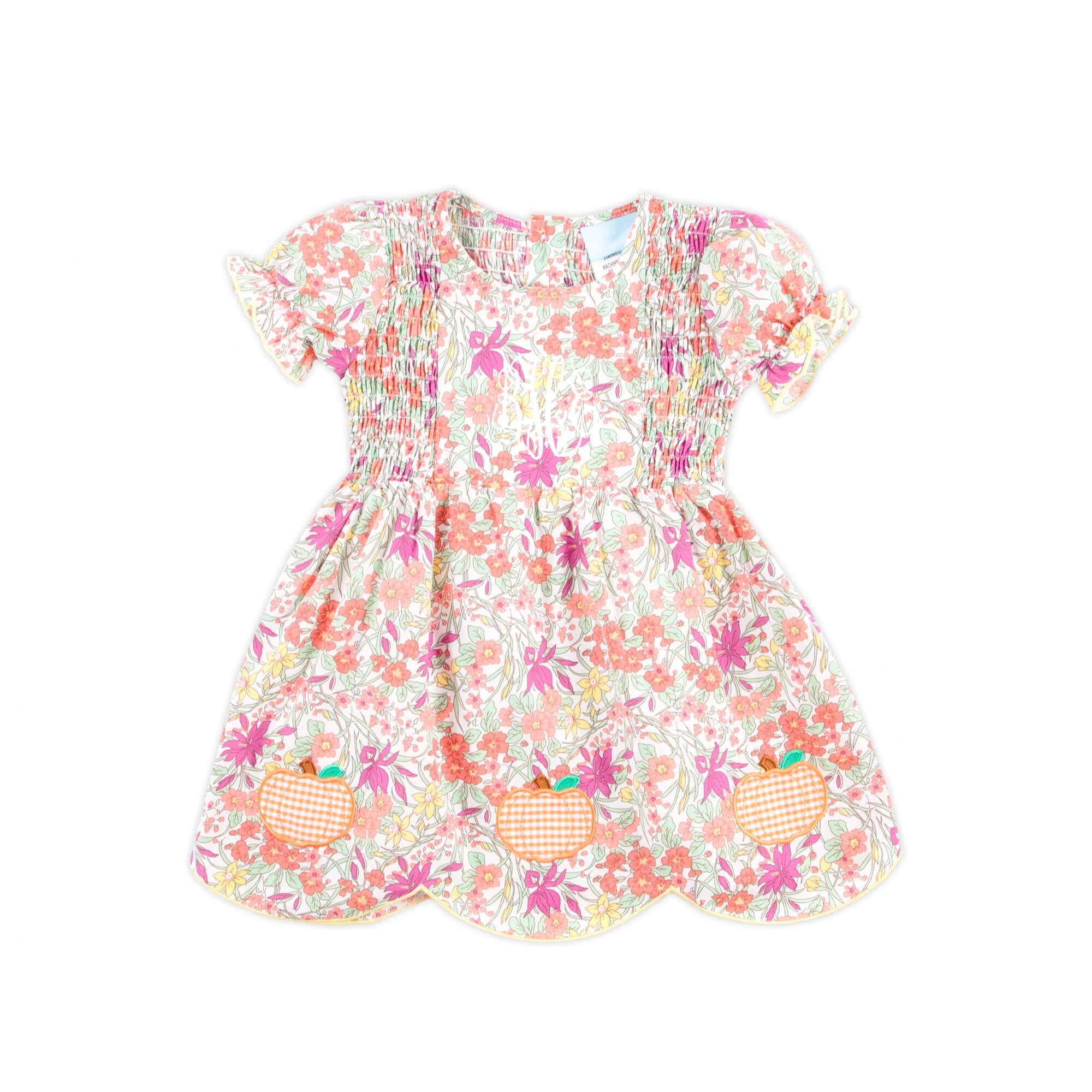 Pumpkin Pink Floral Smocked Aria Dress - Image 2