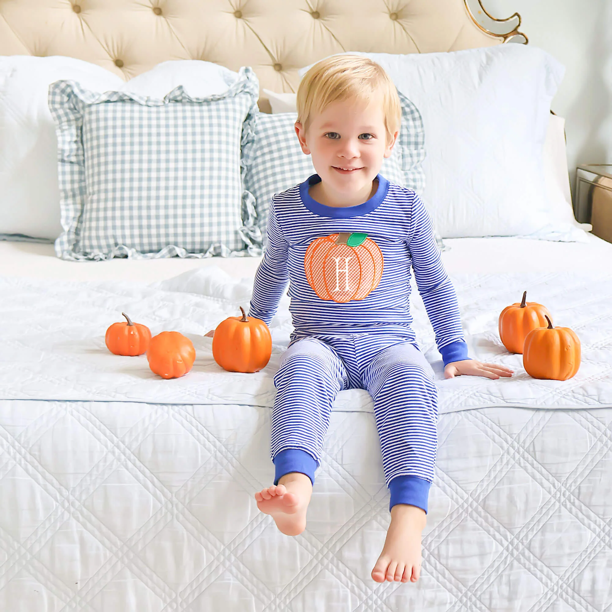 Pumpkin Royal Blue Stripe Pajamas