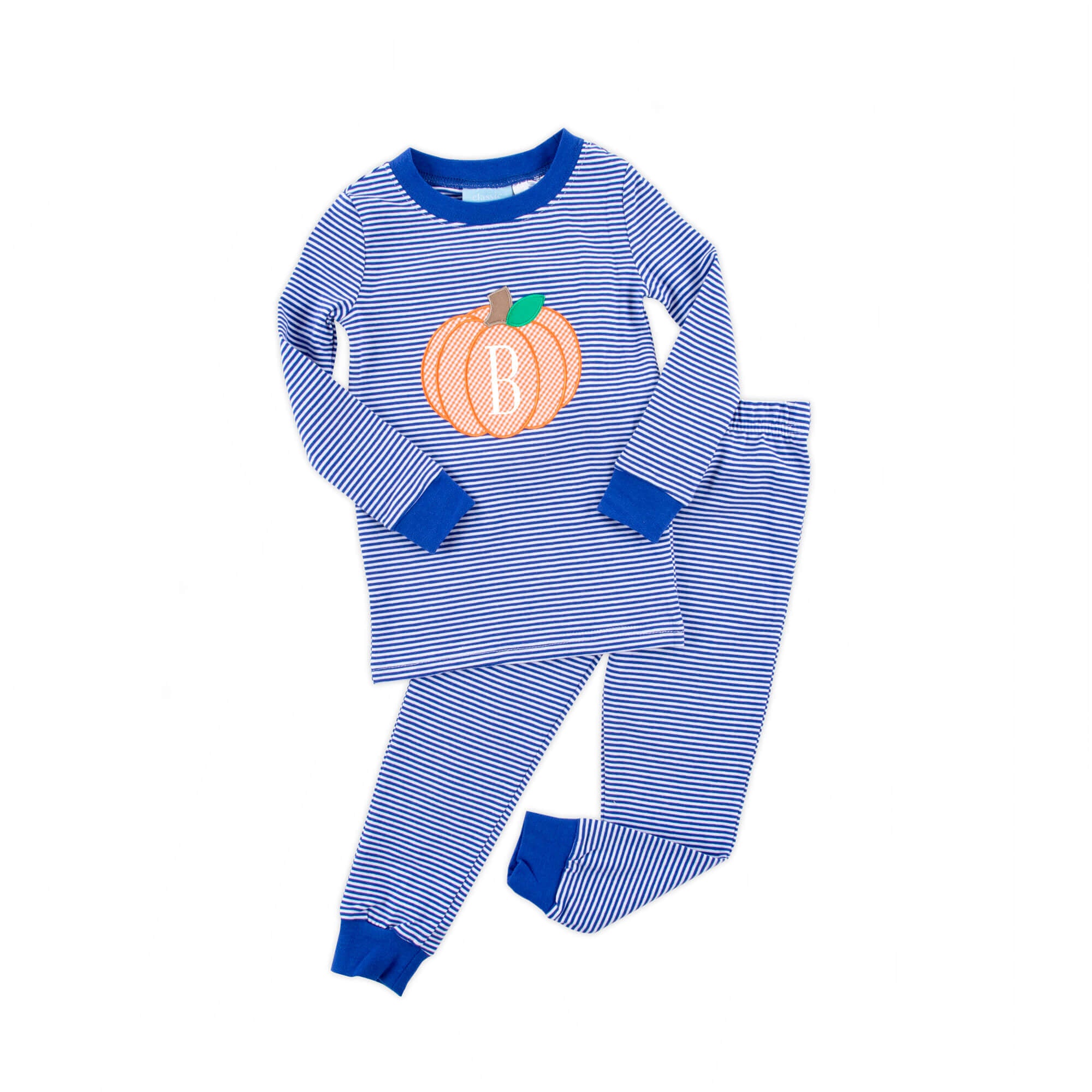 Pumpkin Royal Blue Stripe Pajamas - Image 2
