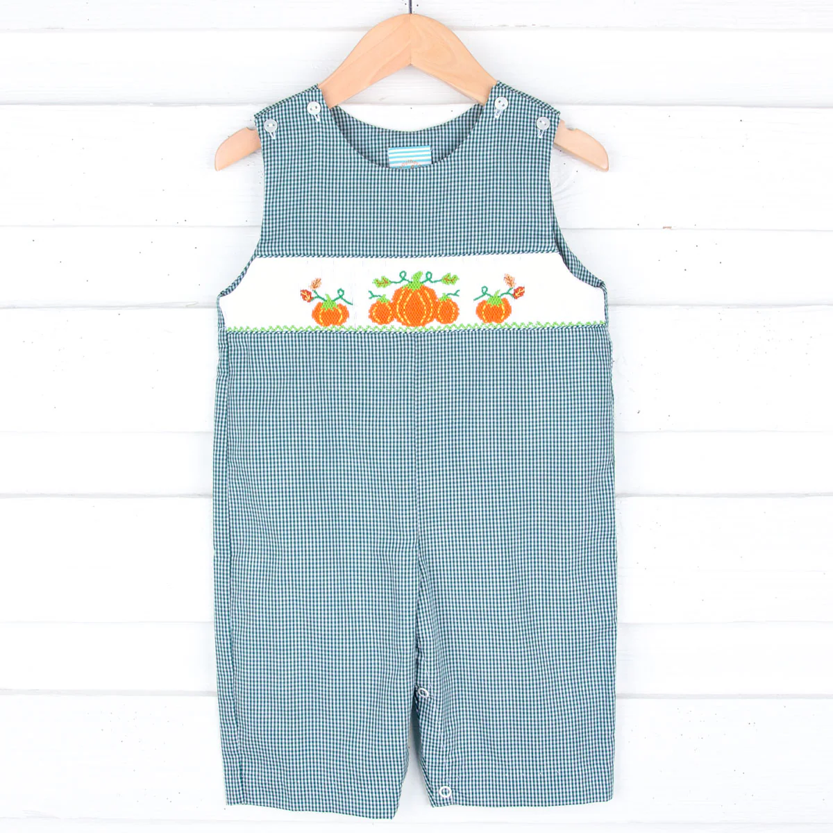 Pumpkin Smocked Green Gingham Longall - Image 2