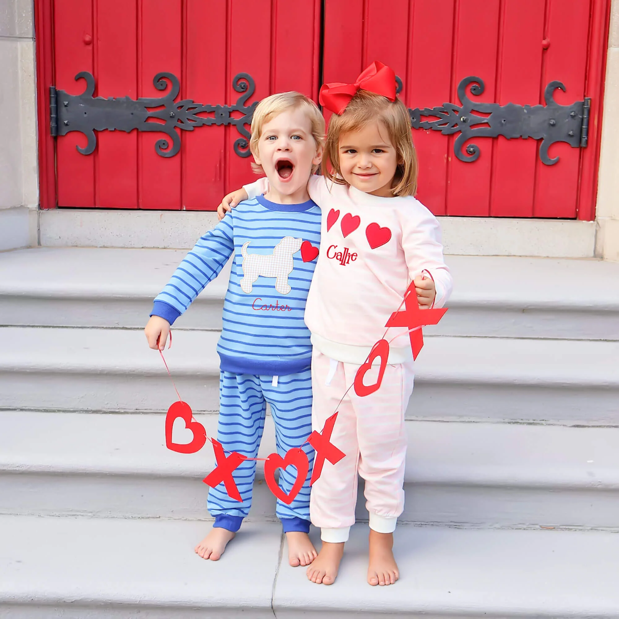 Puppy Love Blue Stripe Jogger Set - Image 4