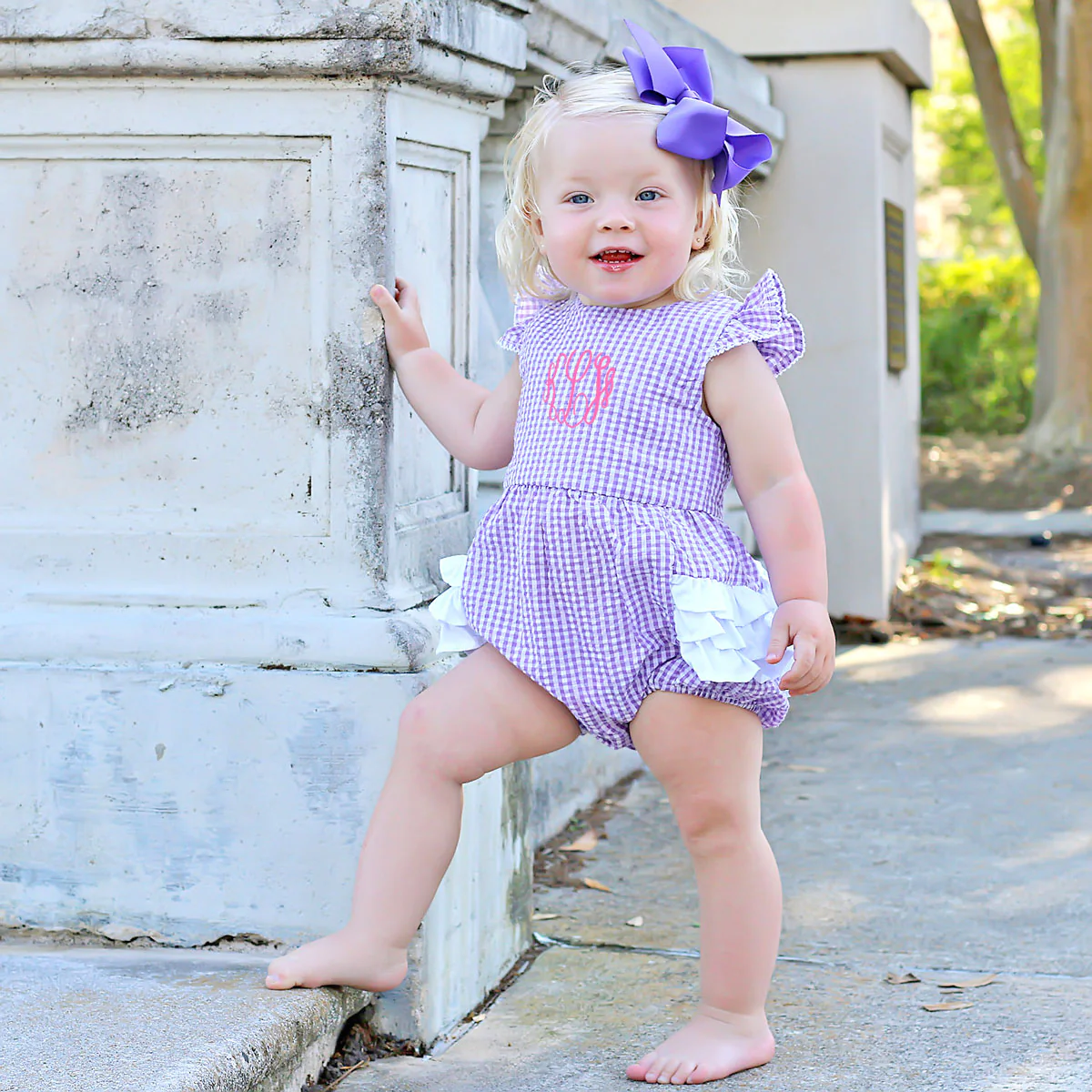 Purple Gingham Ruffle Bubble