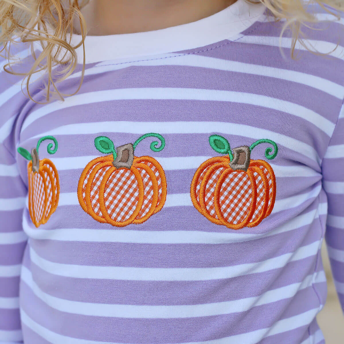 Sweet Pumpkin Lavender Stripe Pajamas - Image 2