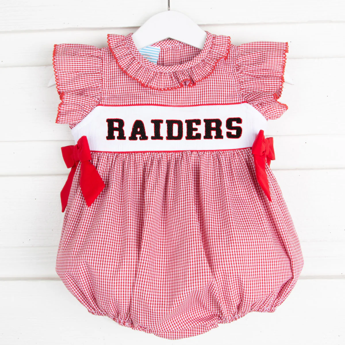 Raiders Smocked Spirit Bubble Red Gingham