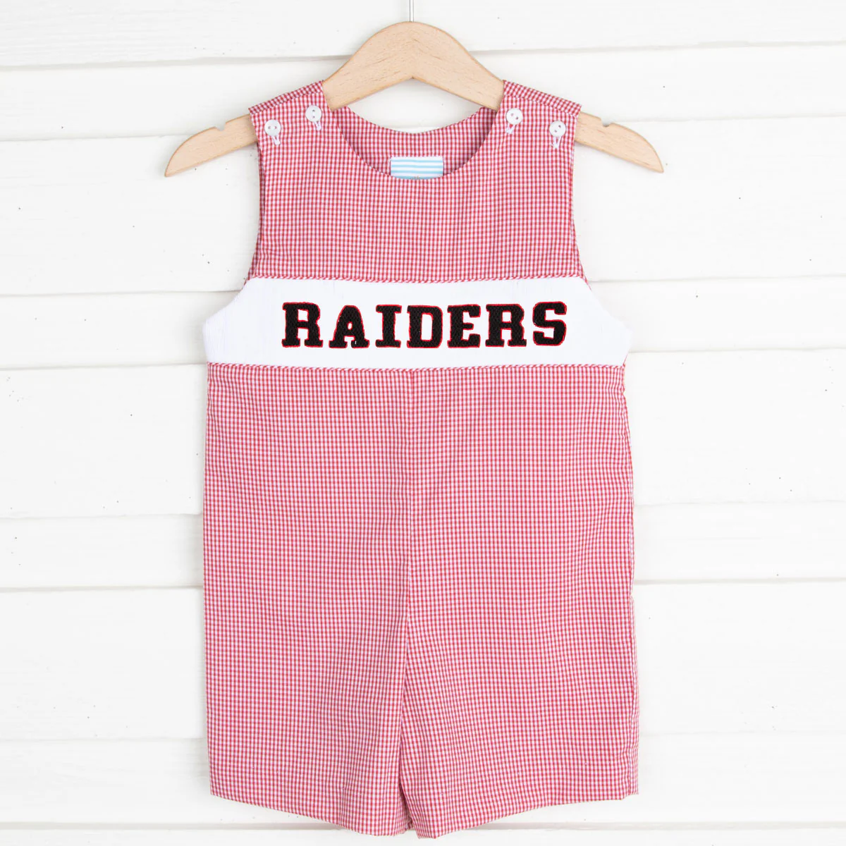 Raiders Smocked Spirit Jon Jon Red Gingham