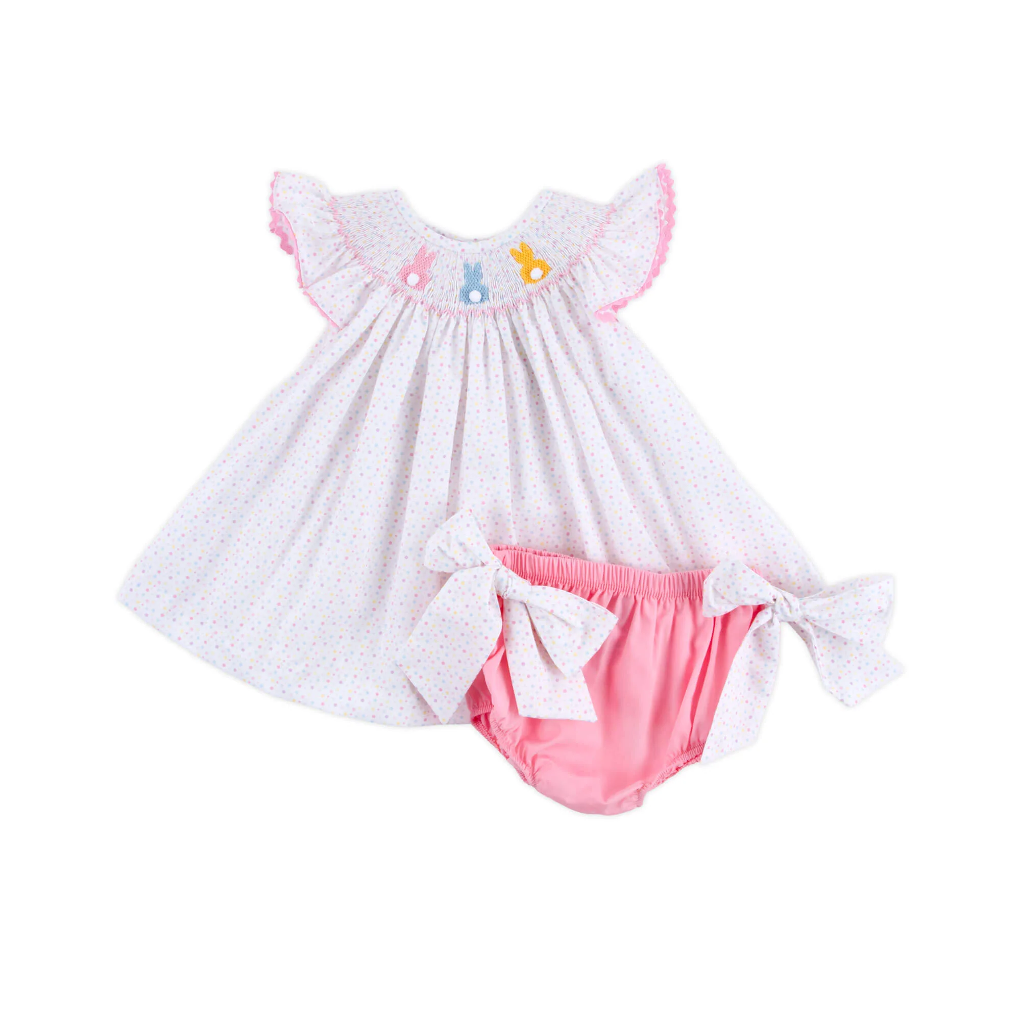 Rainbow Peeps Smocked Polka Dot Bloomer Set