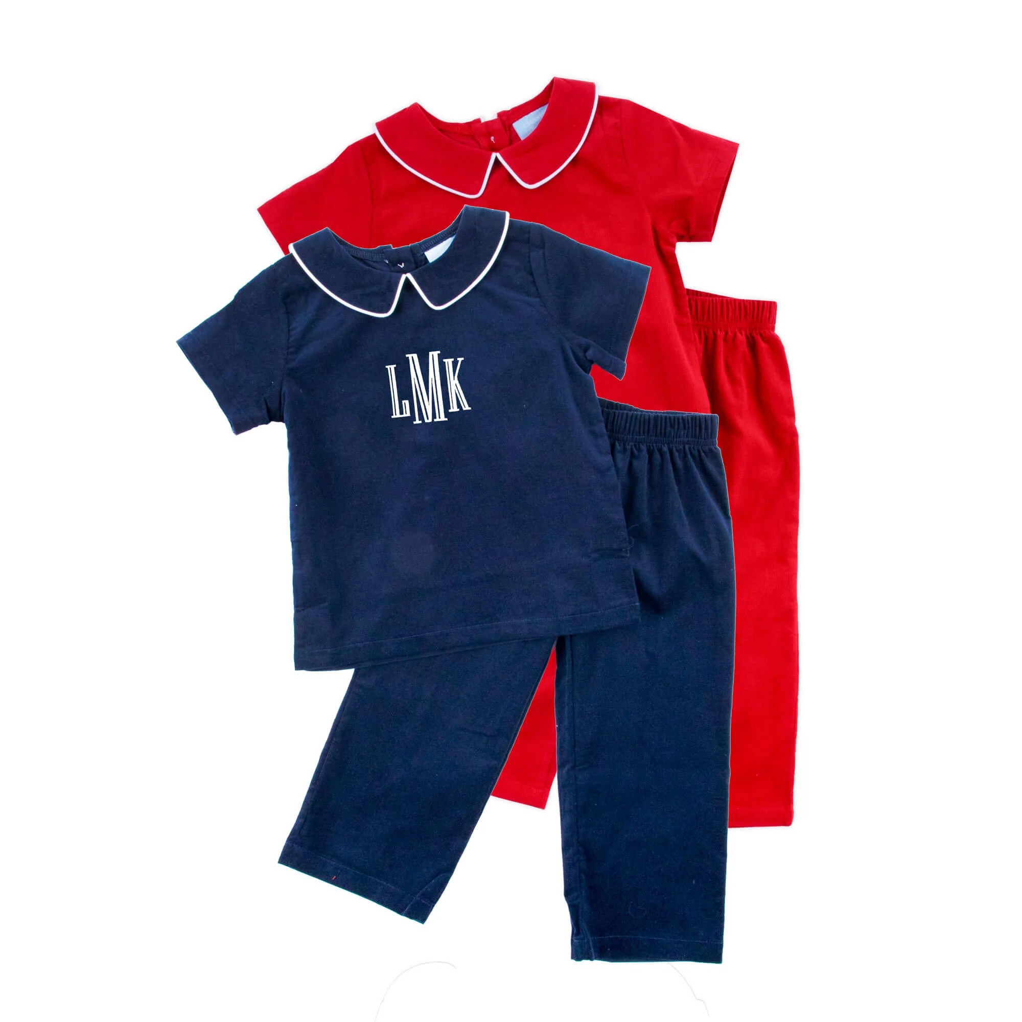 Red Corduroy Collared Pant Set - Image 2