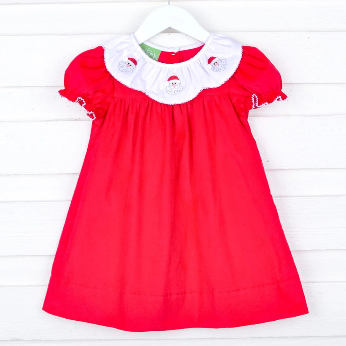 Red Corduroy Santa Face Holly Dress
