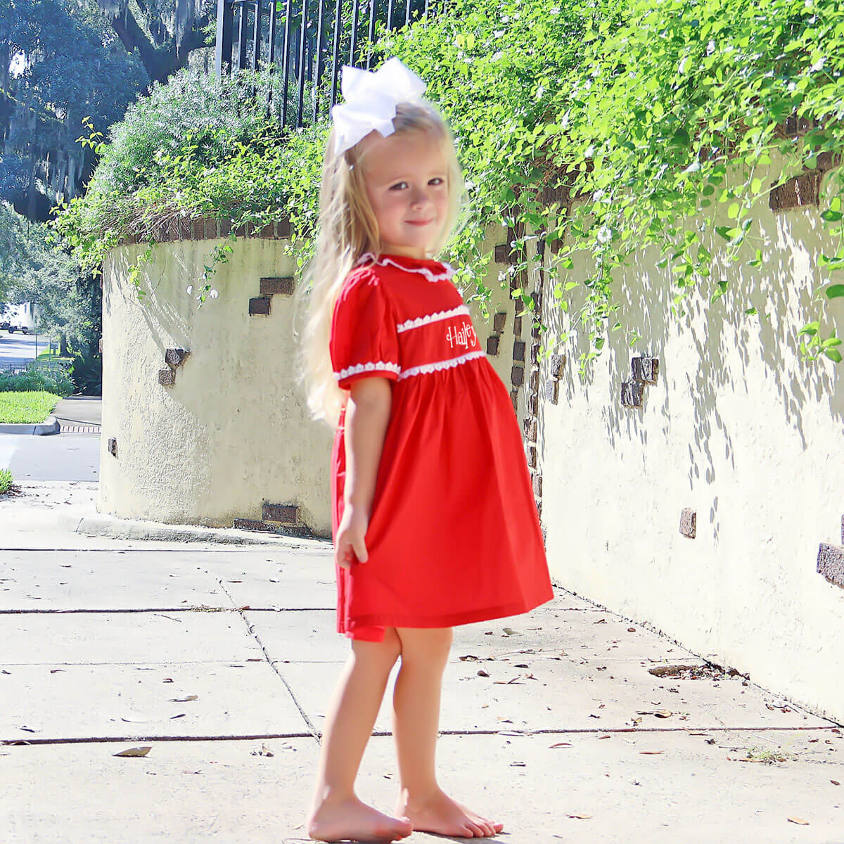 Lace Trim Red Lily Dress - Image 2