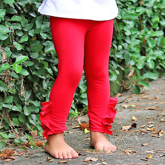 Red Side Ruffle Leggings