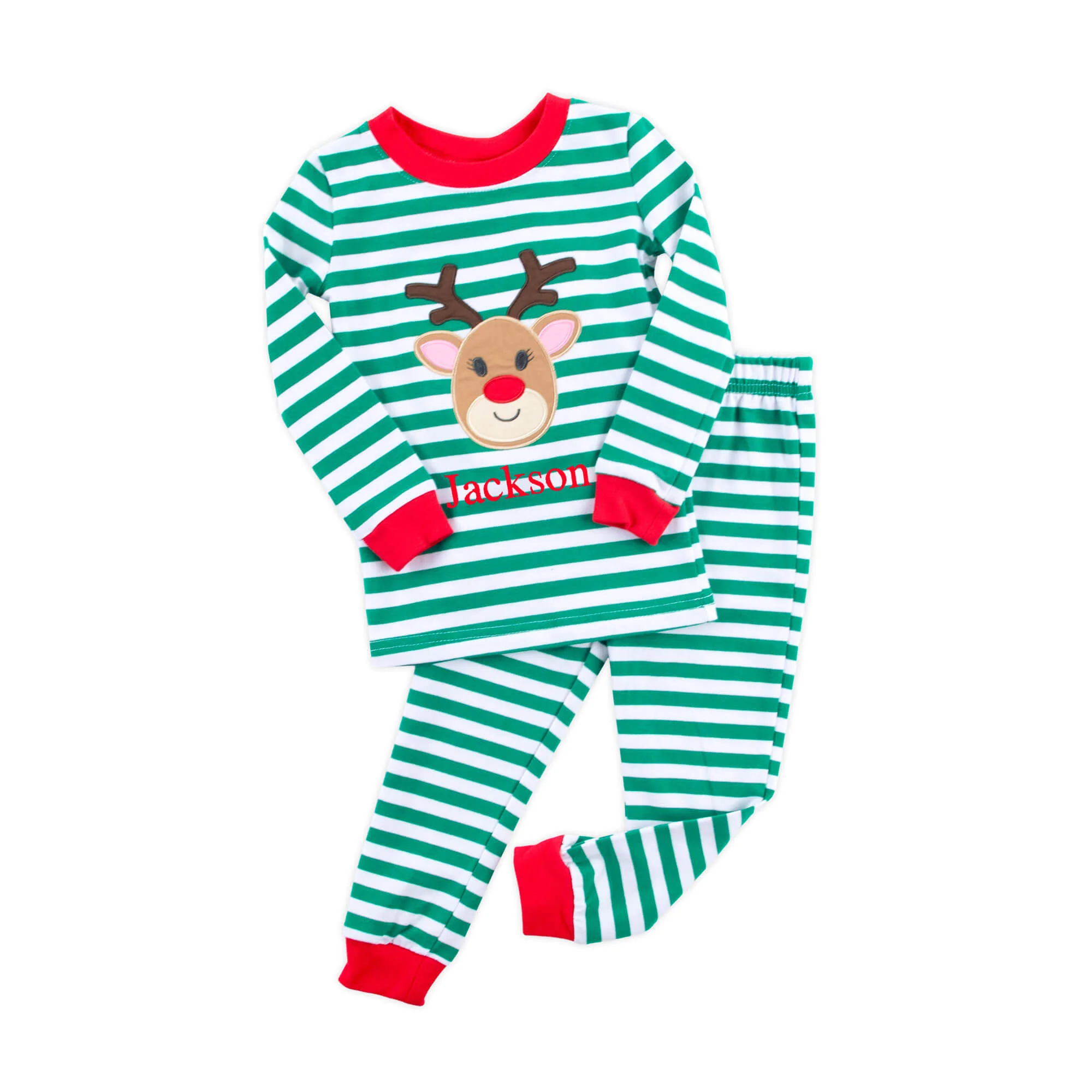 Reindeer Green Stripe Pajamas