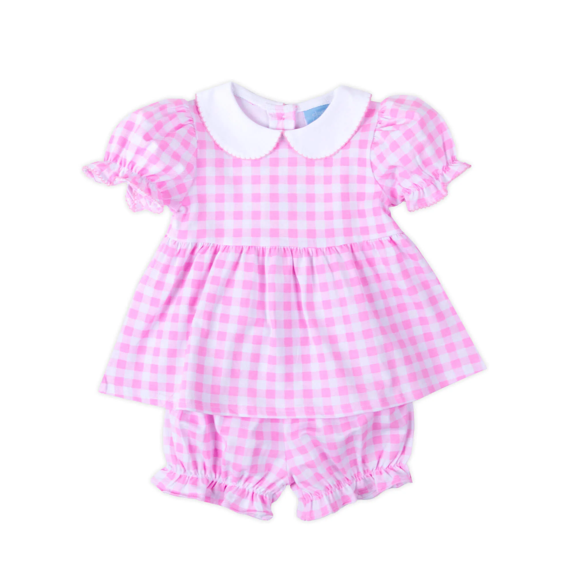 Riley Gingham Knit Bloomer Set Pink - Image 2