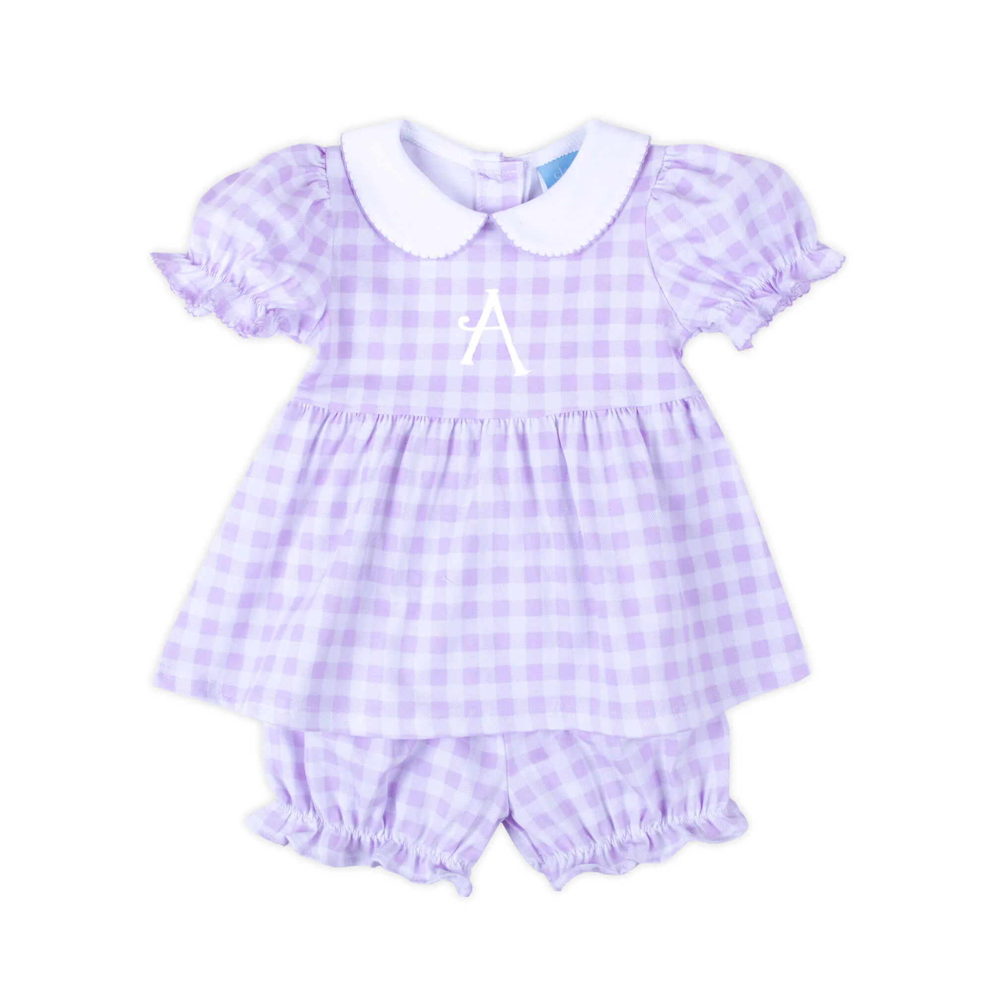 Riley Gingham Knit Bloomer Set Lavender - Image 2
