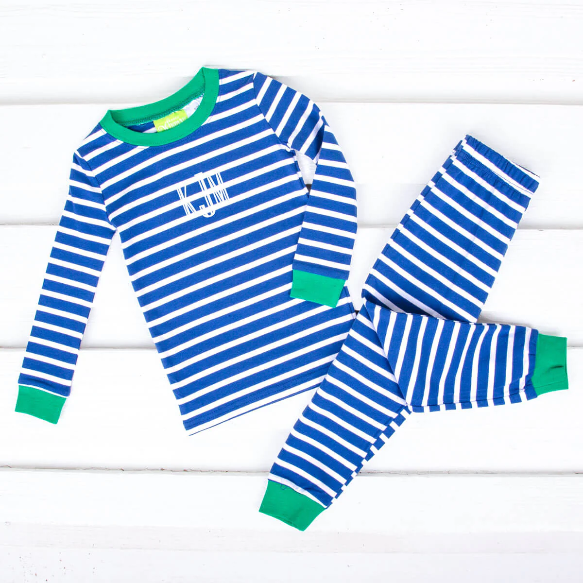 Royal Blue and White Stripe Pajamas - Image 2