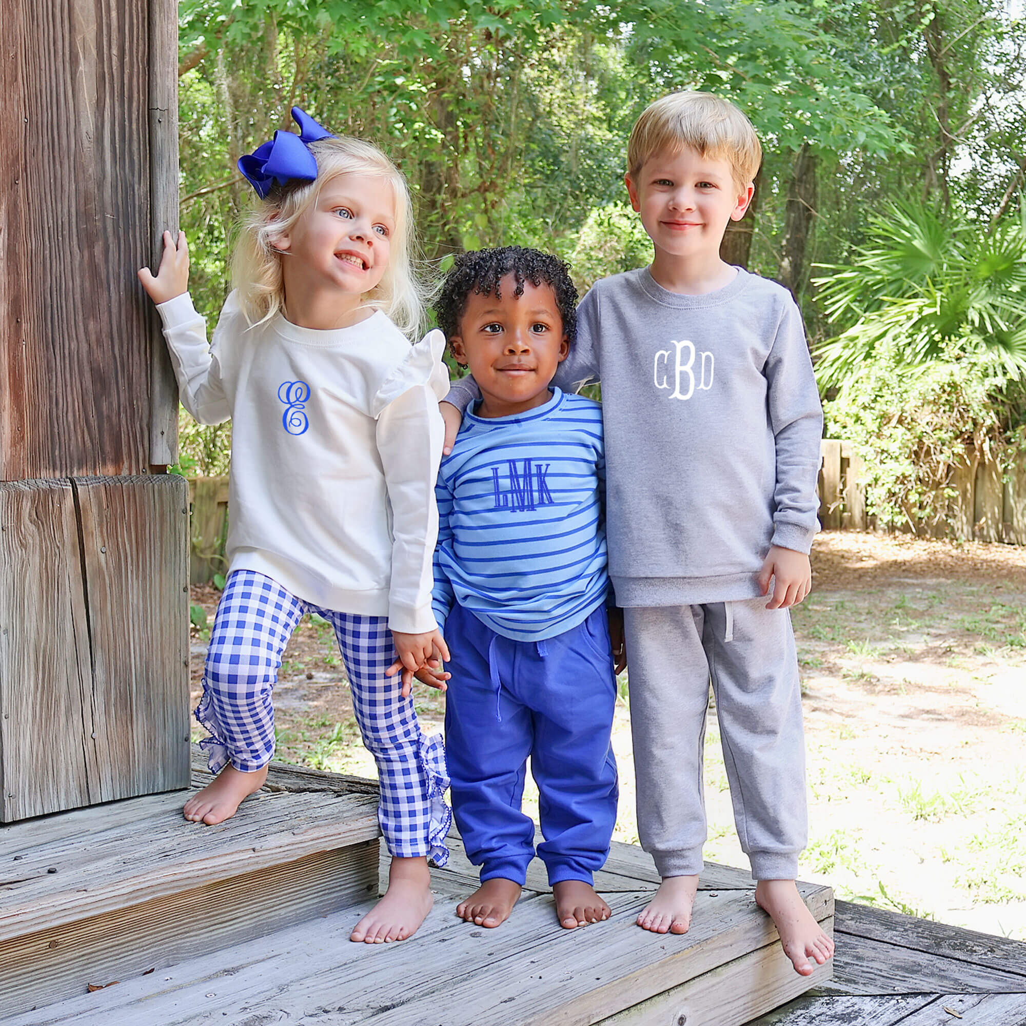 Royal Blue Gingham Side Ruffle Leggings - Image 4