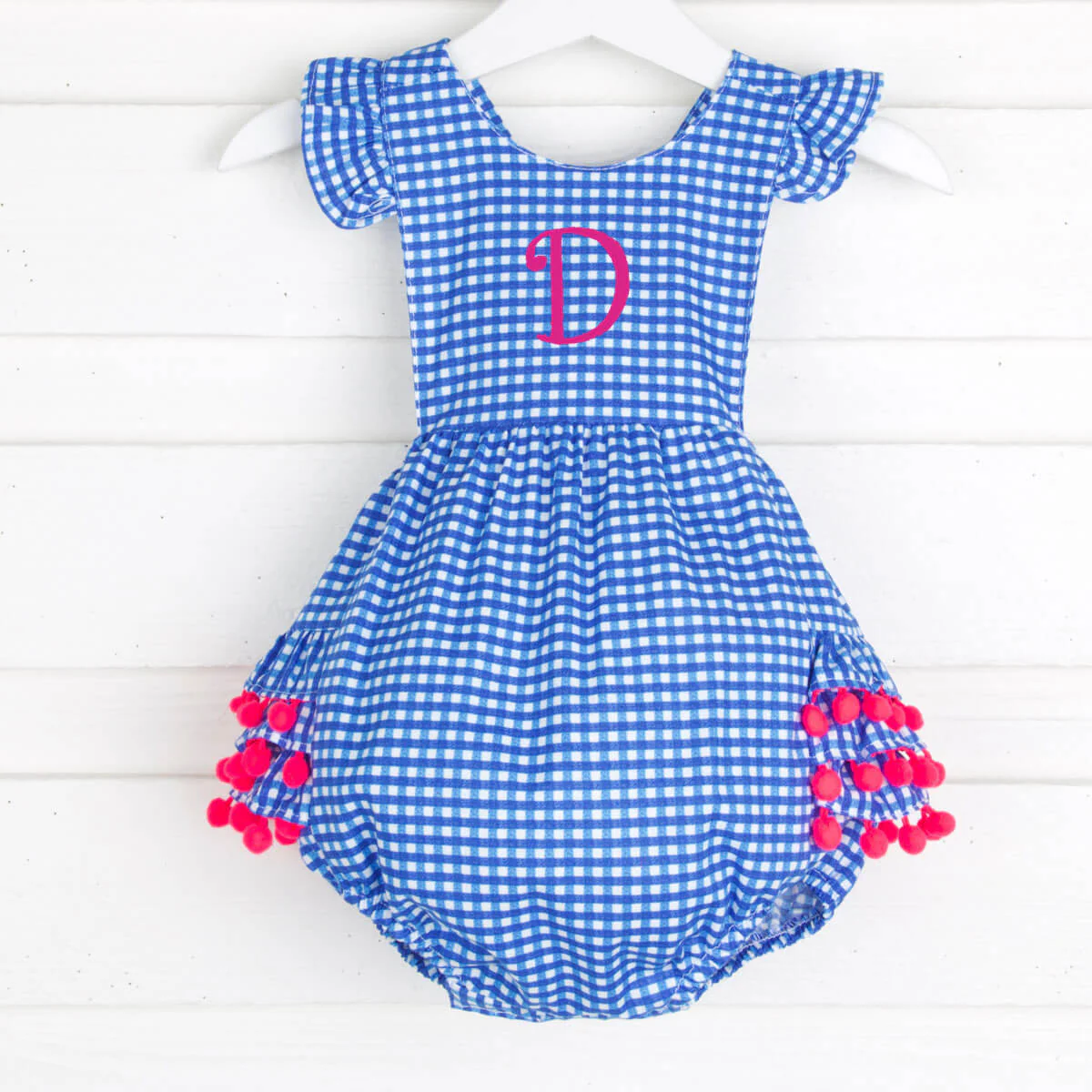 Royal Blue Gingham Ruffle Bubble