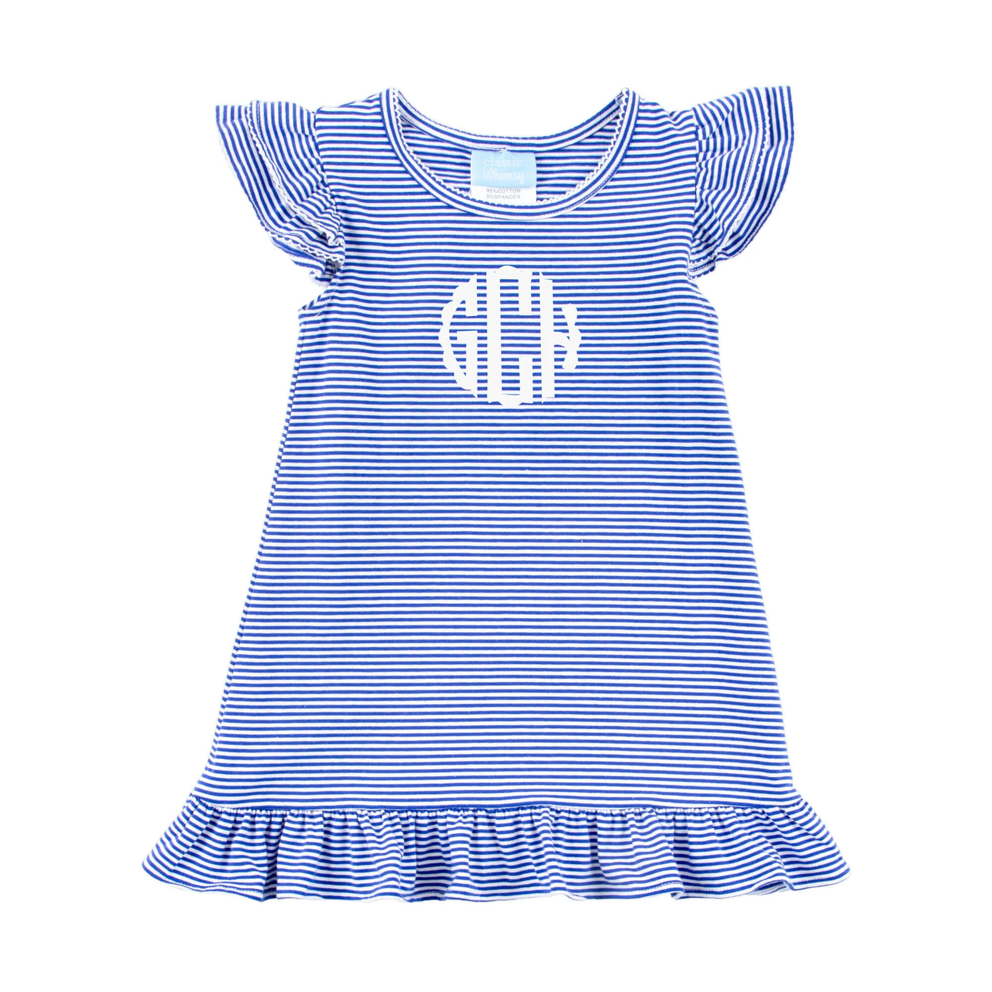 Milly Stripe Ruffle Dress Royal - Image 2