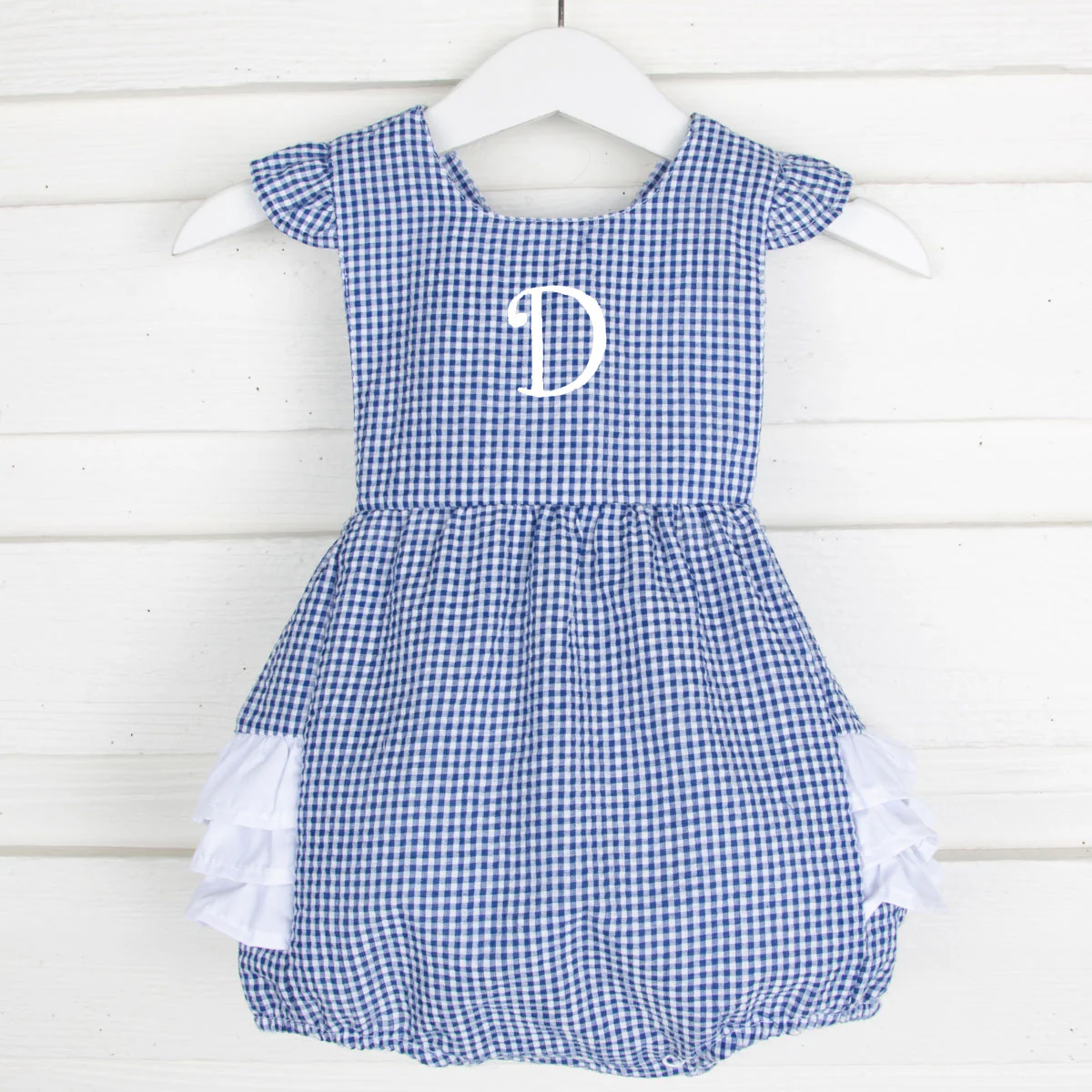 Royal Gingham Seersucker Ruffle Bubble